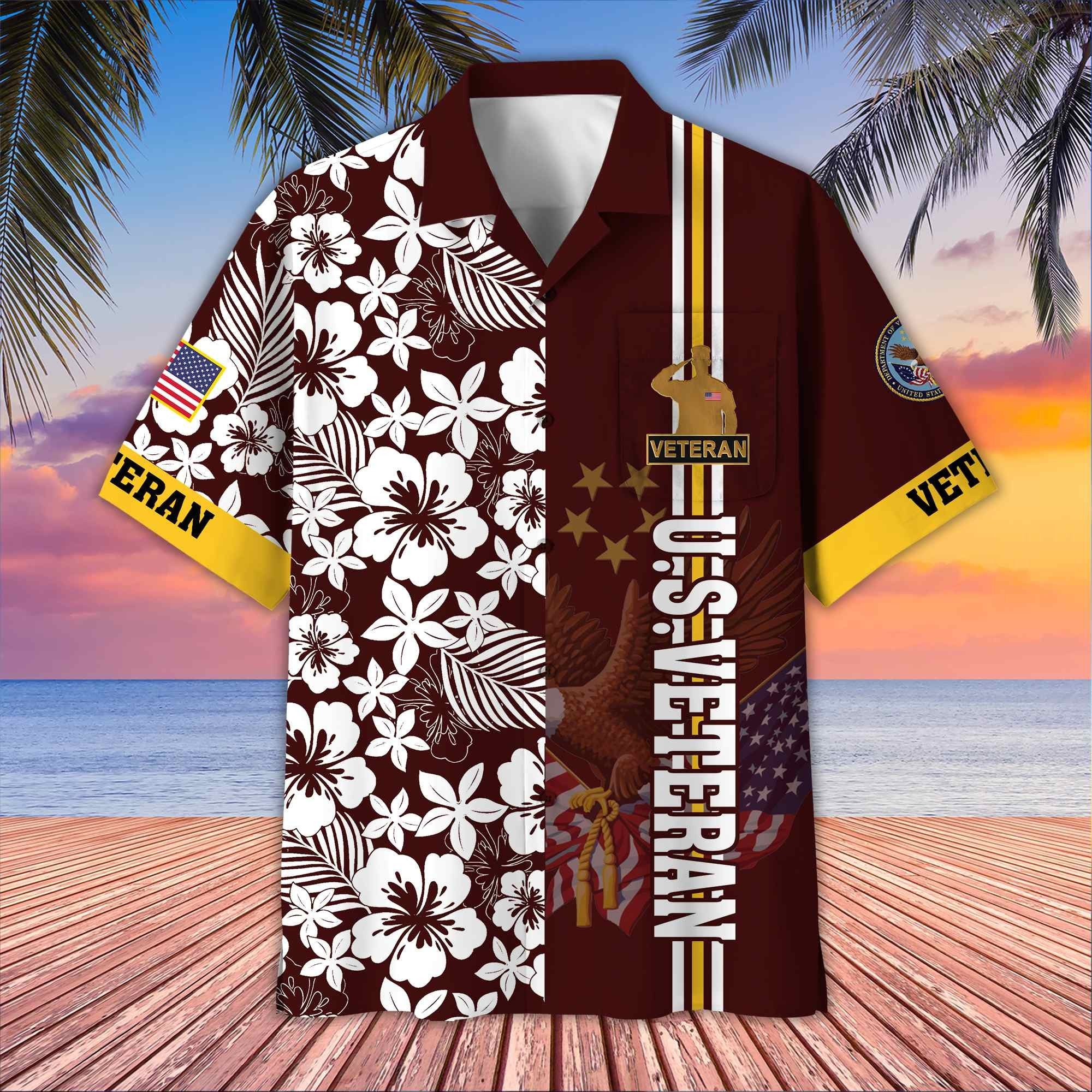 Premium US Veterans Hawaiian Shirt With Pocket BPVC230402, Gifts For US Veterans, Gifts On Memorial Day, Father's Day, Armed Forces Day, Veterans Day.