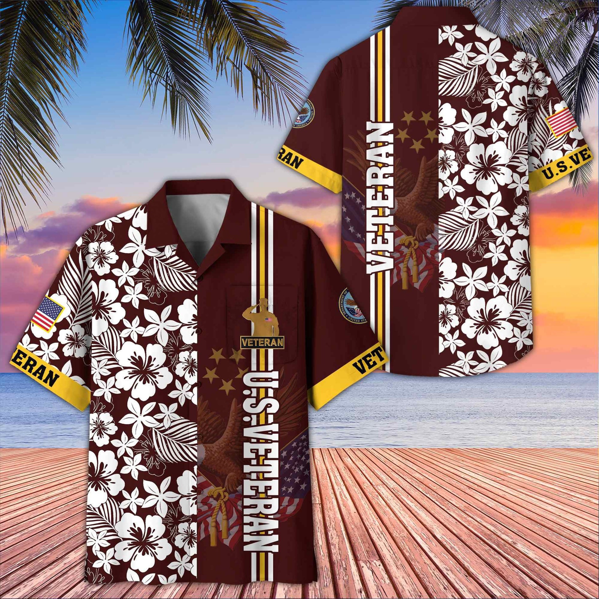 Premium US Veterans Hawaiian Shirt With Pocket BPVC230402, Gifts For US Veterans, Gifts On Memorial Day, Father's Day, Armed Forces Day, Veterans Day.