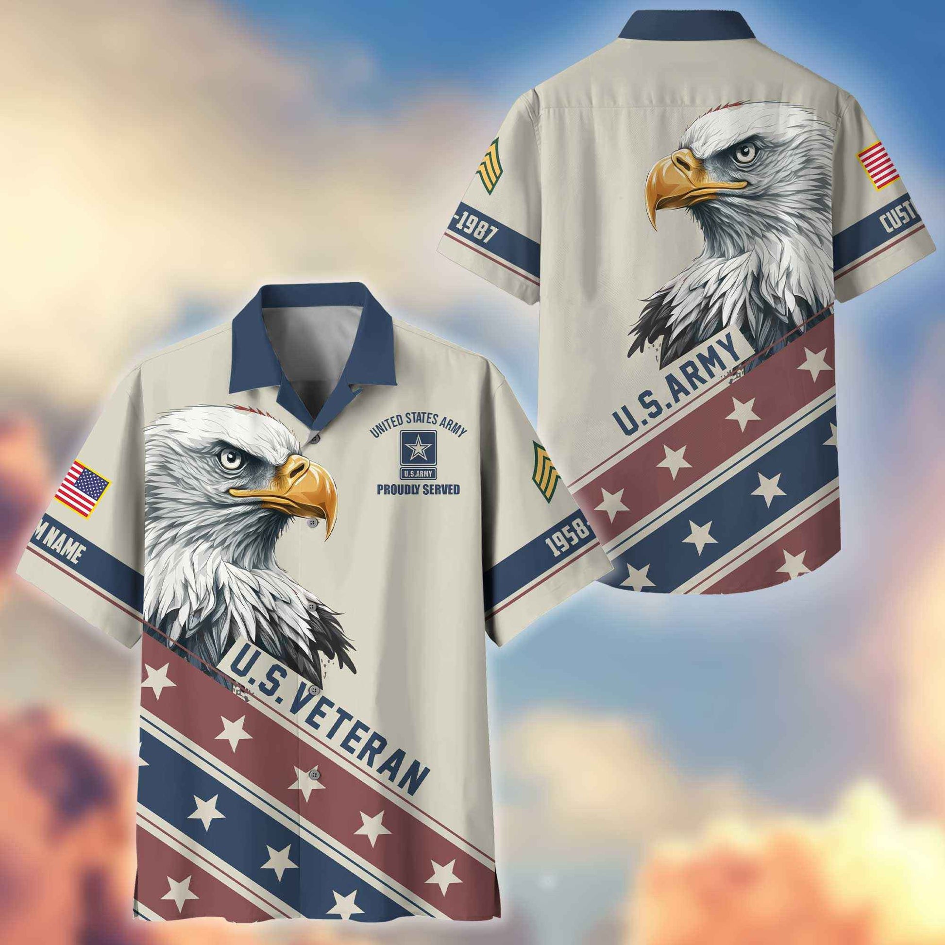 Unique Custom Name, Rank, Year, US Army Hawaiian Shirt VPVC404201, Gifts For Army Veteran, Best Gifts On Father's Day, Independence Day, Veterans Day.