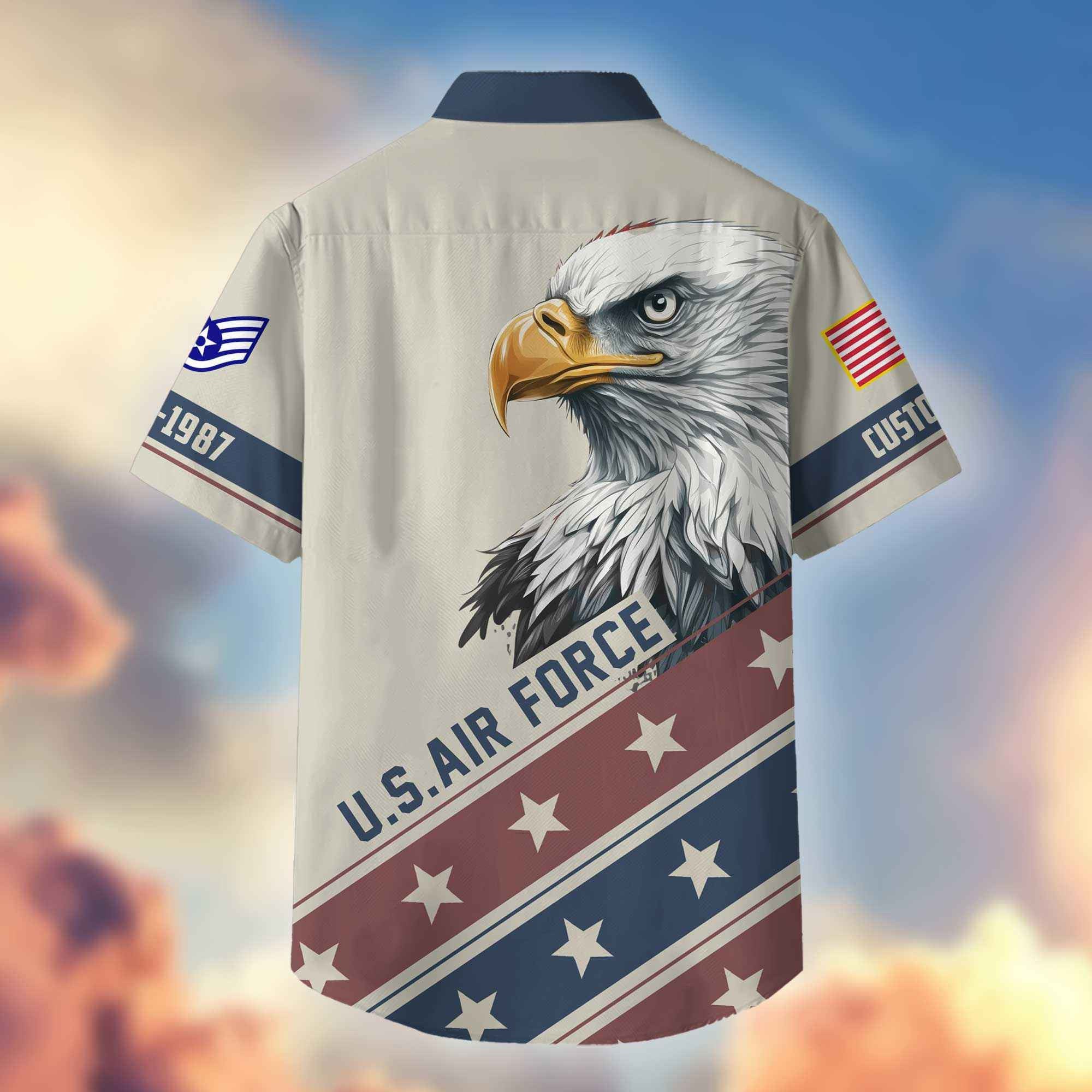 Unique Custom Name, Rank, Year, USAF Hawaiian Shirt VPVC404204, Gifts For Air Force Veteran, Best Gifts On Father's Day, Independence Day, Veterans Day.