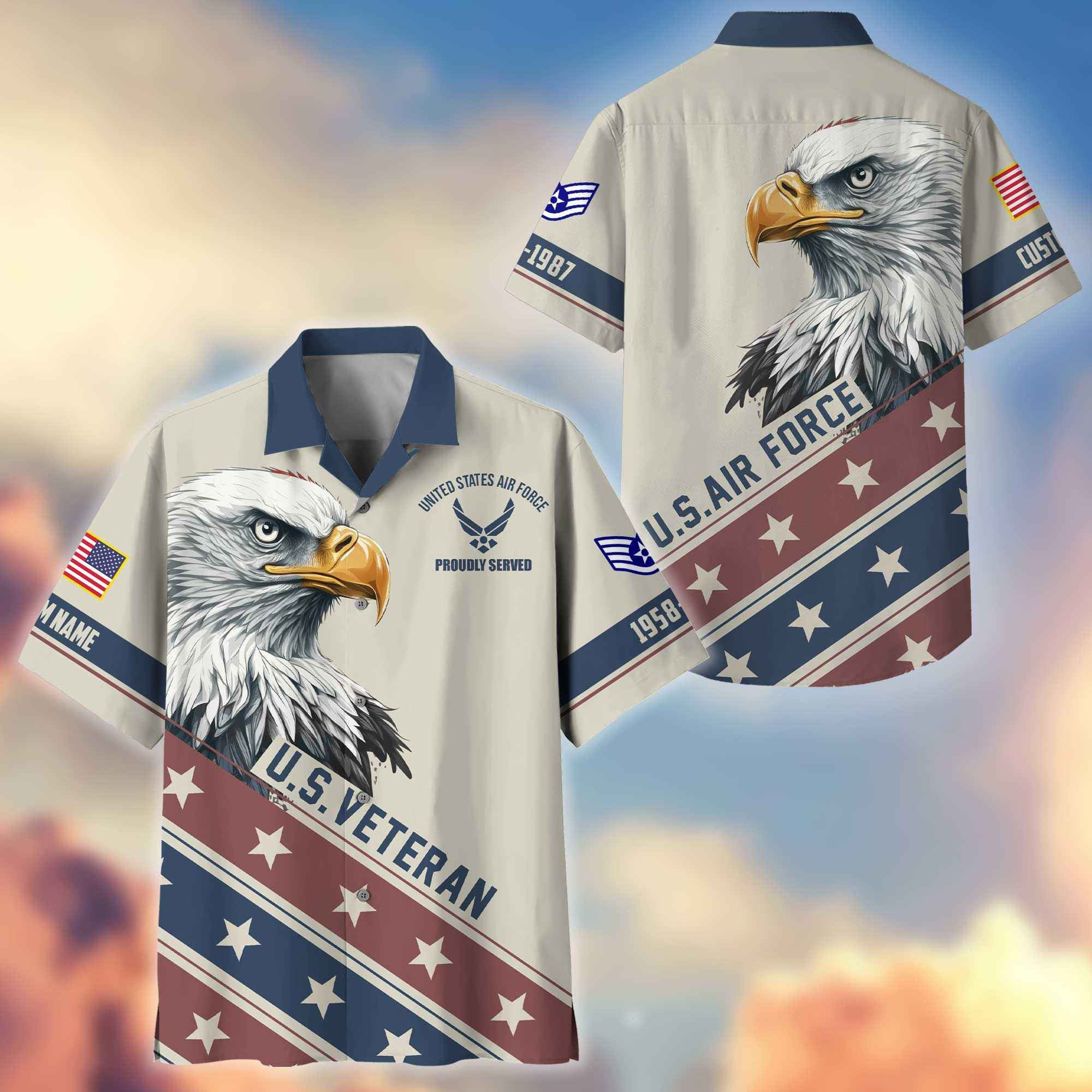 Unique Custom Name, Rank, Year, USAF Hawaiian Shirt VPVC404204, Gifts For Air Force Veteran, Best Gifts On Father's Day, Independence Day, Veterans Day.
