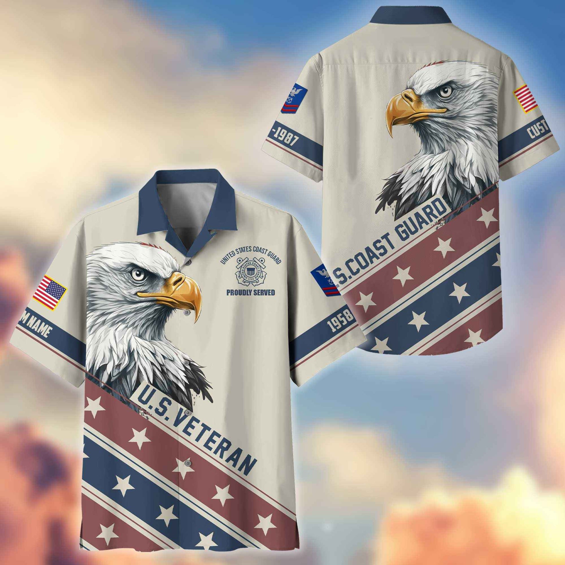 Unique Custom Name, Rank, Year, USCG Hawaiian Shirt VPVC404205, Gifts For Coast Guard Veteran, Best Gifts On Father's Day, Independence Day, Veterans Day.