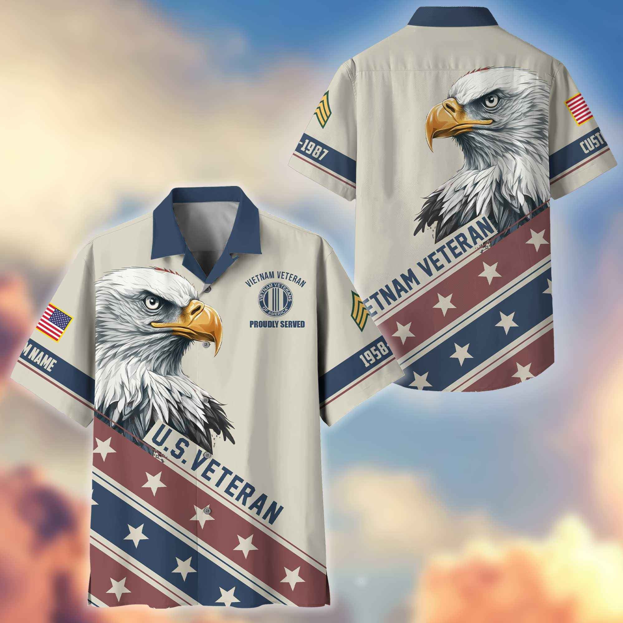 Unique Custom Name, Rank, Year, Vietnam Veteran Hawaiian Shirt VPVC404206, Gifts For Vietnam Veteran, Best Gifts On Father's Day, Independence Day, Veterans Day.