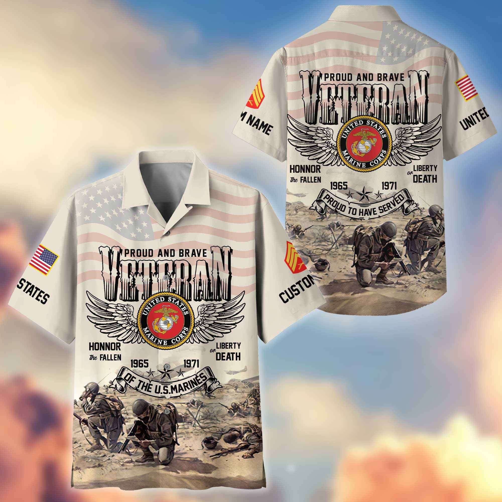 USMC Custom Hawaiian Shirt VPVC404403, Gifts For Marine Veteran, Best Gifts On Father's Day, Armed Forces Day, Independence Day, Veterans Day.