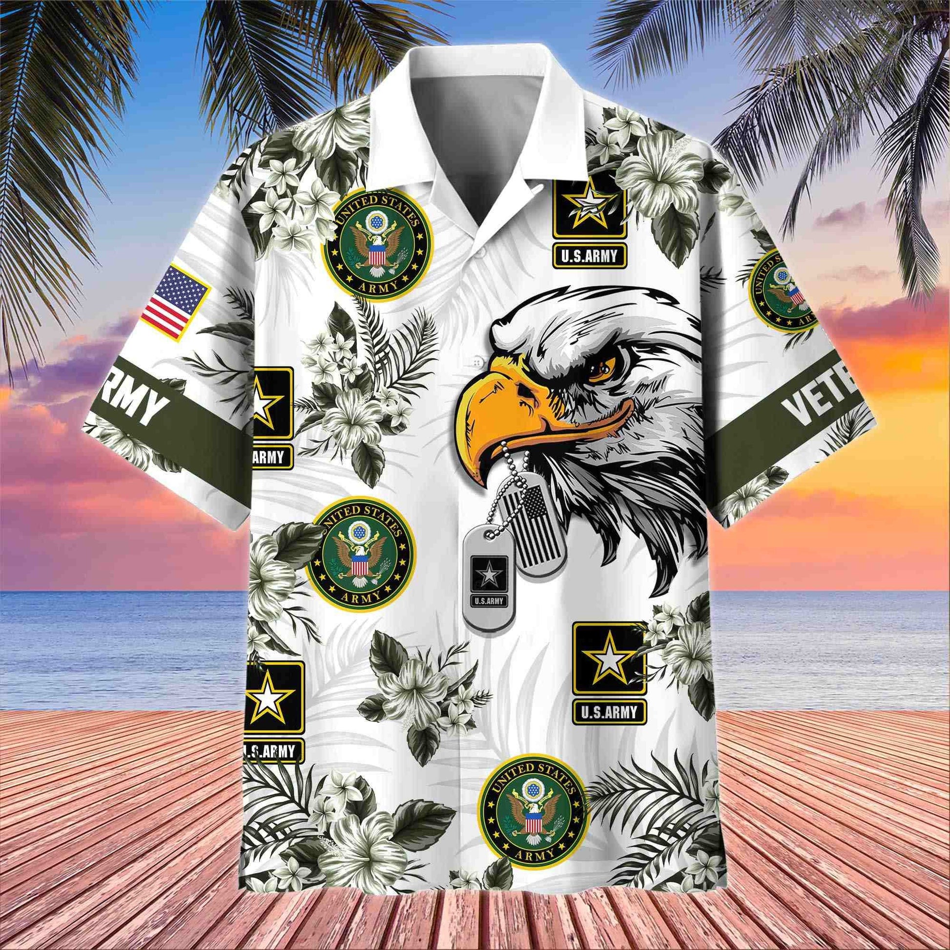 Premium US Veterans Hawaiian Shirt BPHN230411, Gifts For US Veterans, Gifts On Memorial Day, Father's Day, Armed Forces Day, Veterans Day.