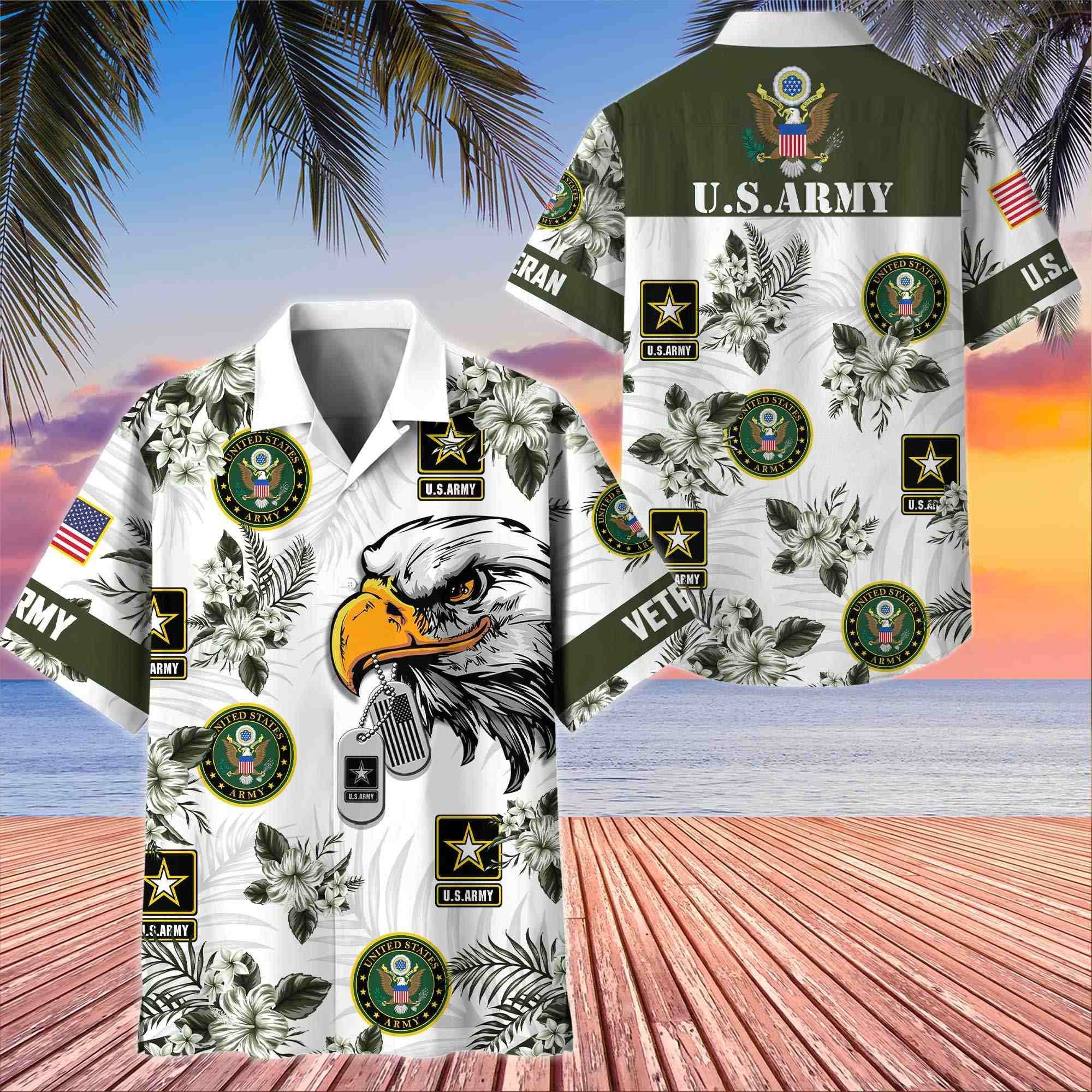 Premium US Veterans Hawaiian Shirt BPHN230411, Gifts For US Veterans, Gifts On Memorial Day, Father's Day, Armed Forces Day, Veterans Day.