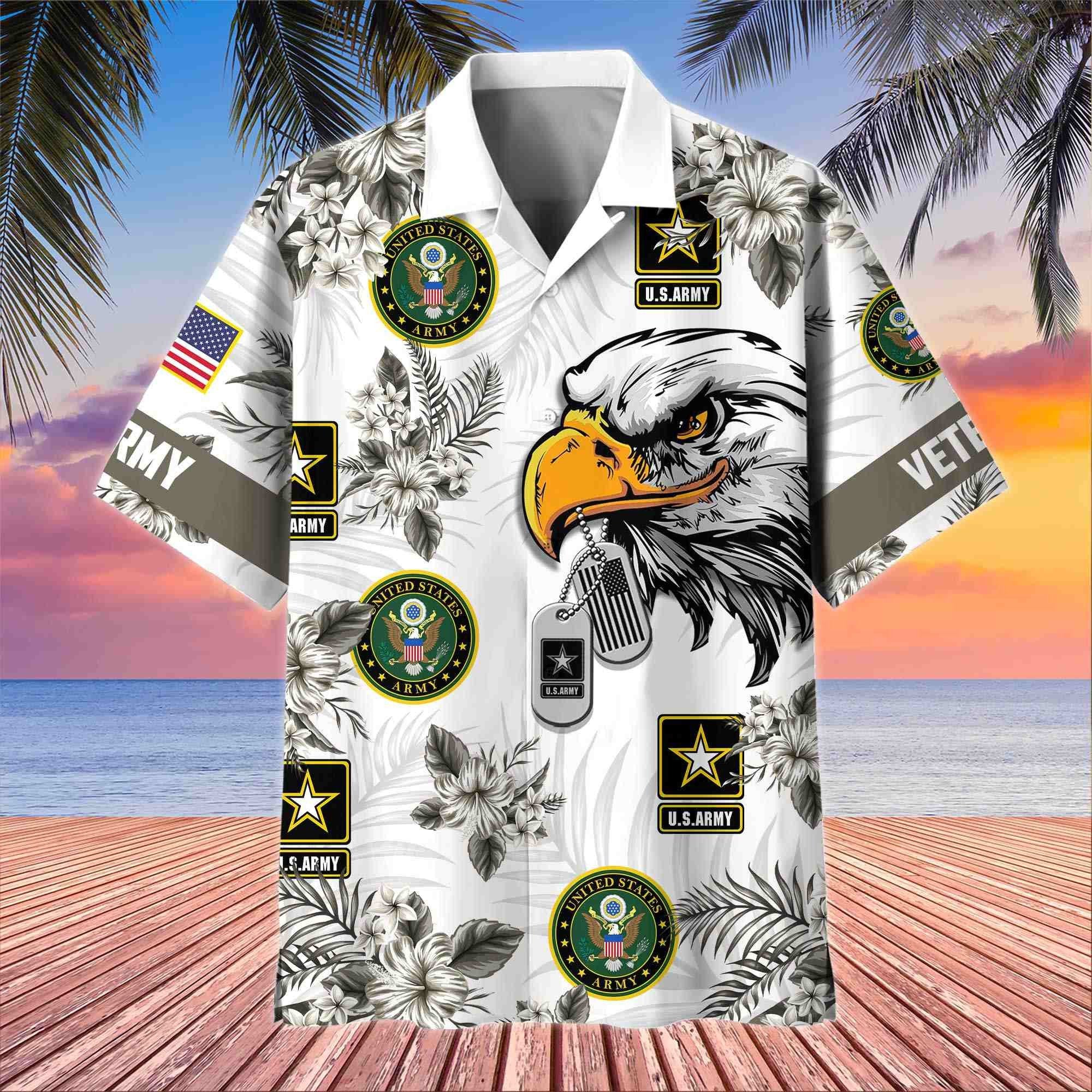 Premium US Veterans Hawaiian Shirt BPHN230411, Gifts For US Veterans, Gifts On Memorial Day, Father's Day, Armed Forces Day, Veterans Day.