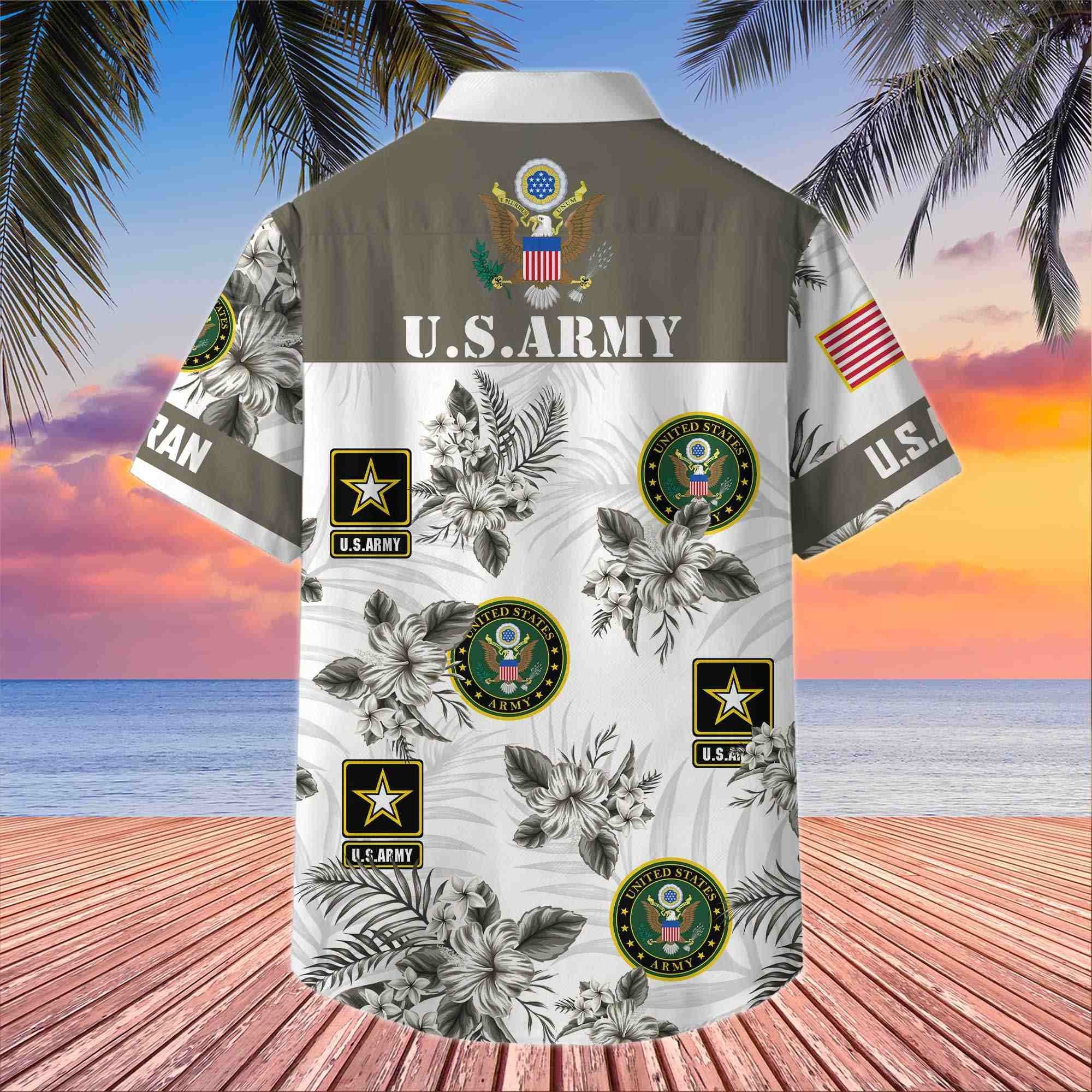 Premium US Veterans Hawaiian Shirt BPHN230411, Gifts For US Veterans, Gifts On Memorial Day, Father's Day, Armed Forces Day, Veterans Day.