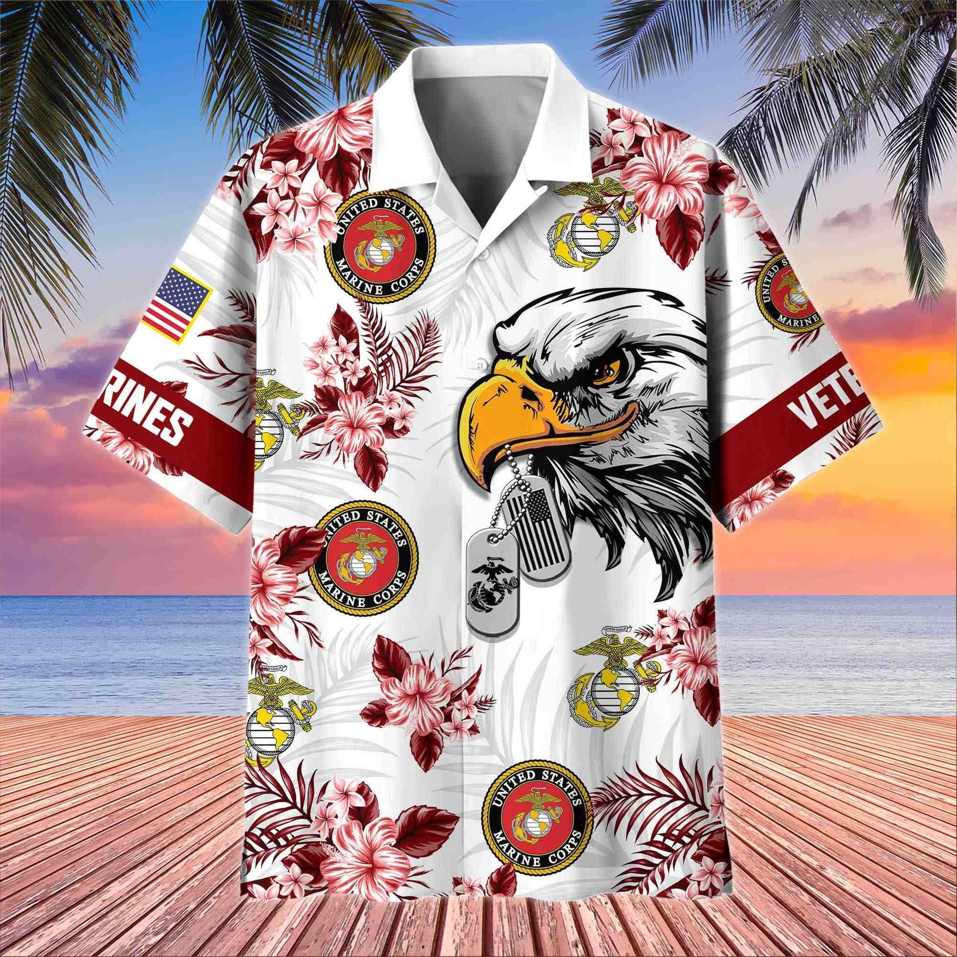 Premium US Veterans Hawaiian Shirt BPHN230411, Gifts For US Veterans, Gifts On Memorial Day, Father's Day, Armed Forces Day, Veterans Day.