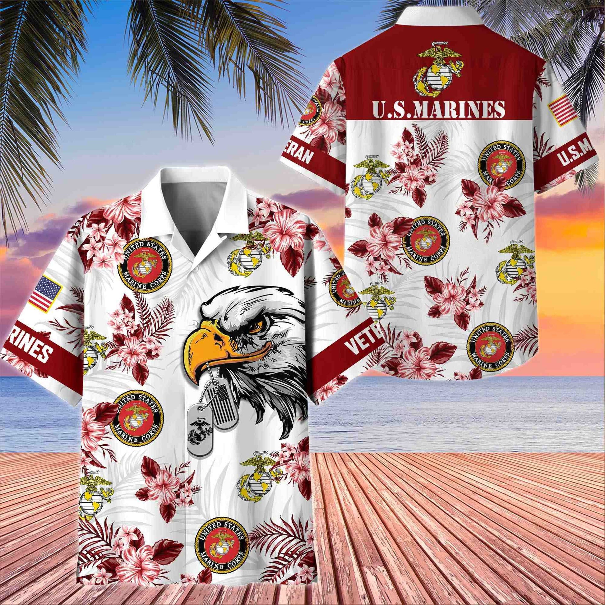 Premium US Veterans Hawaiian Shirt BPHN230411, Gifts For US Veterans, Gifts On Memorial Day, Father's Day, Armed Forces Day, Veterans Day.
