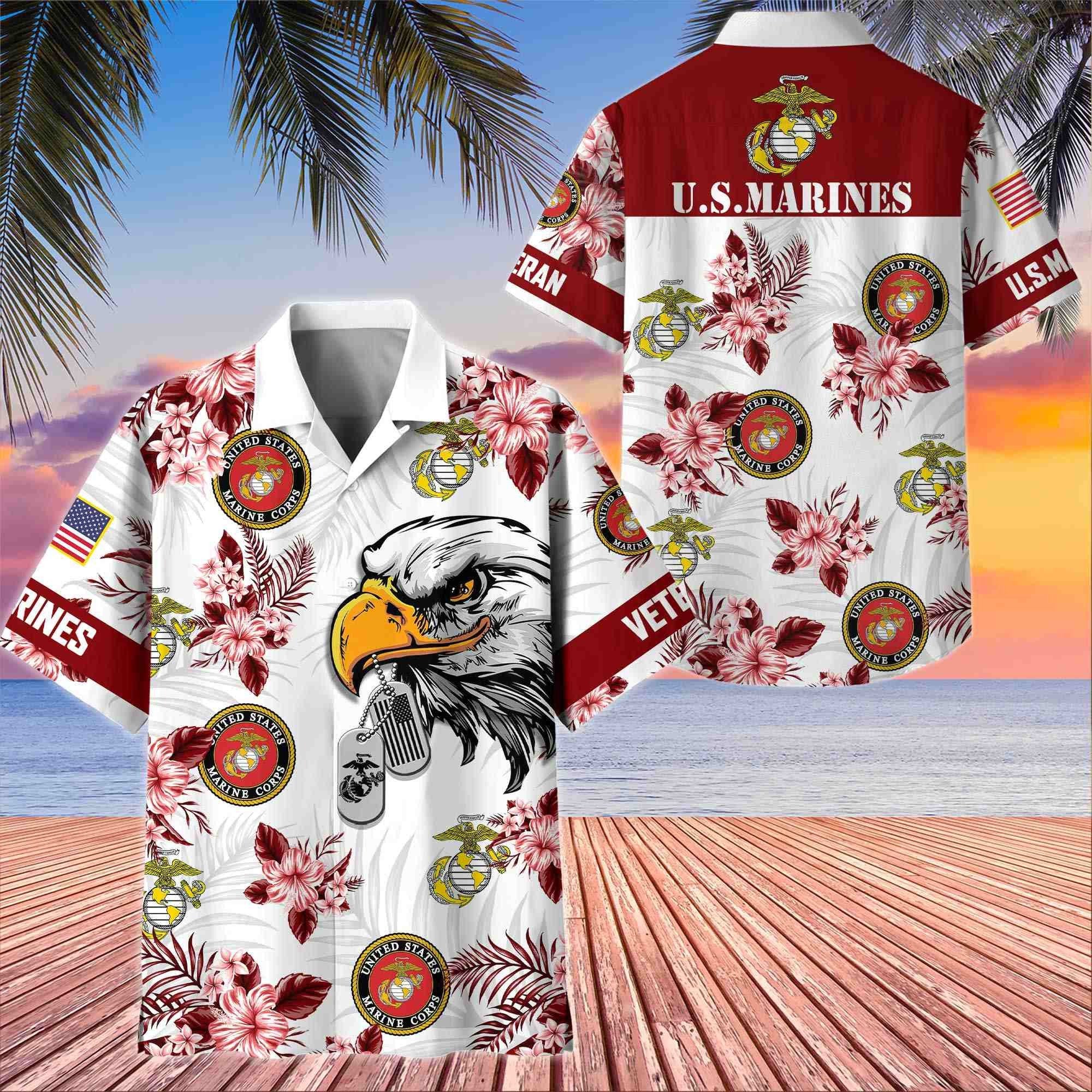 Premium US Veterans Hawaiian Shirt BPHN230411, Gifts For US Veterans, Gifts On Memorial Day, Father's Day, Armed Forces Day, Veterans Day.