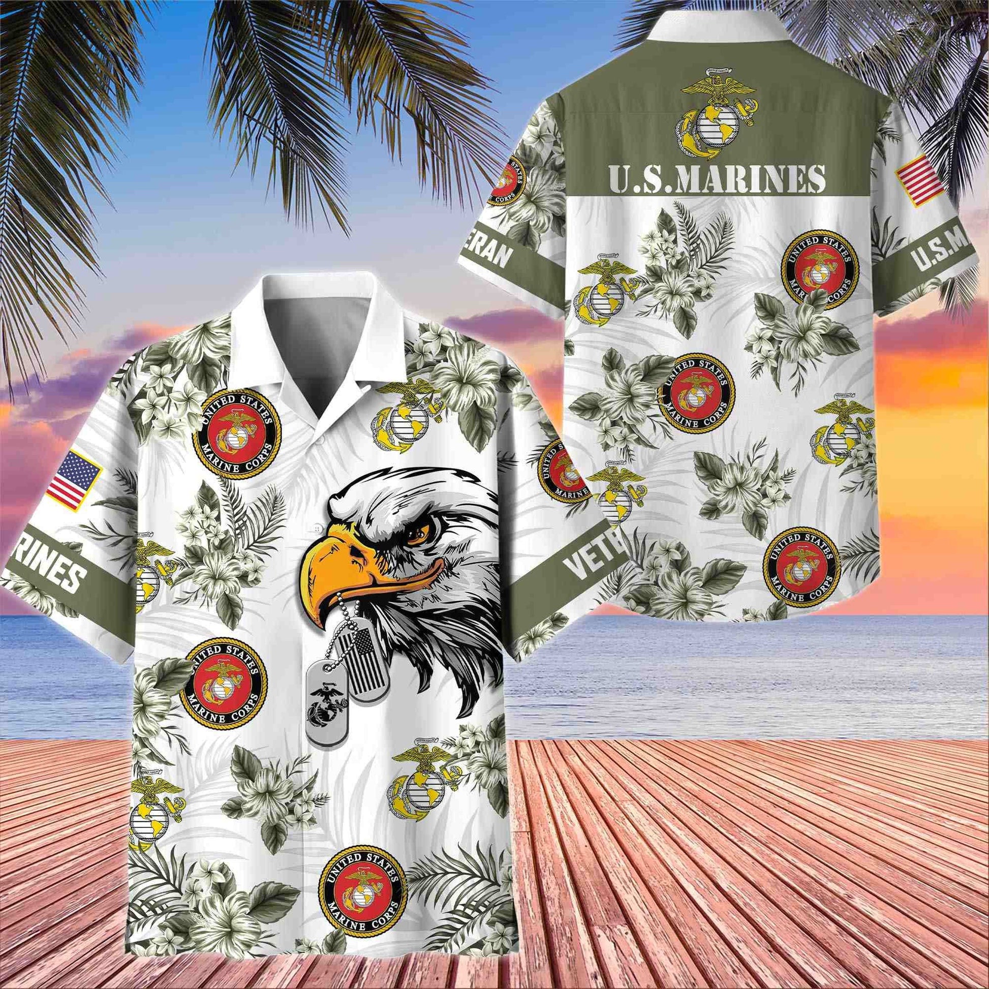 Premium US Veterans Hawaiian Shirt BPHN230411, Gifts For US Veterans, Gifts On Memorial Day, Father's Day, Armed Forces Day, Veterans Day.