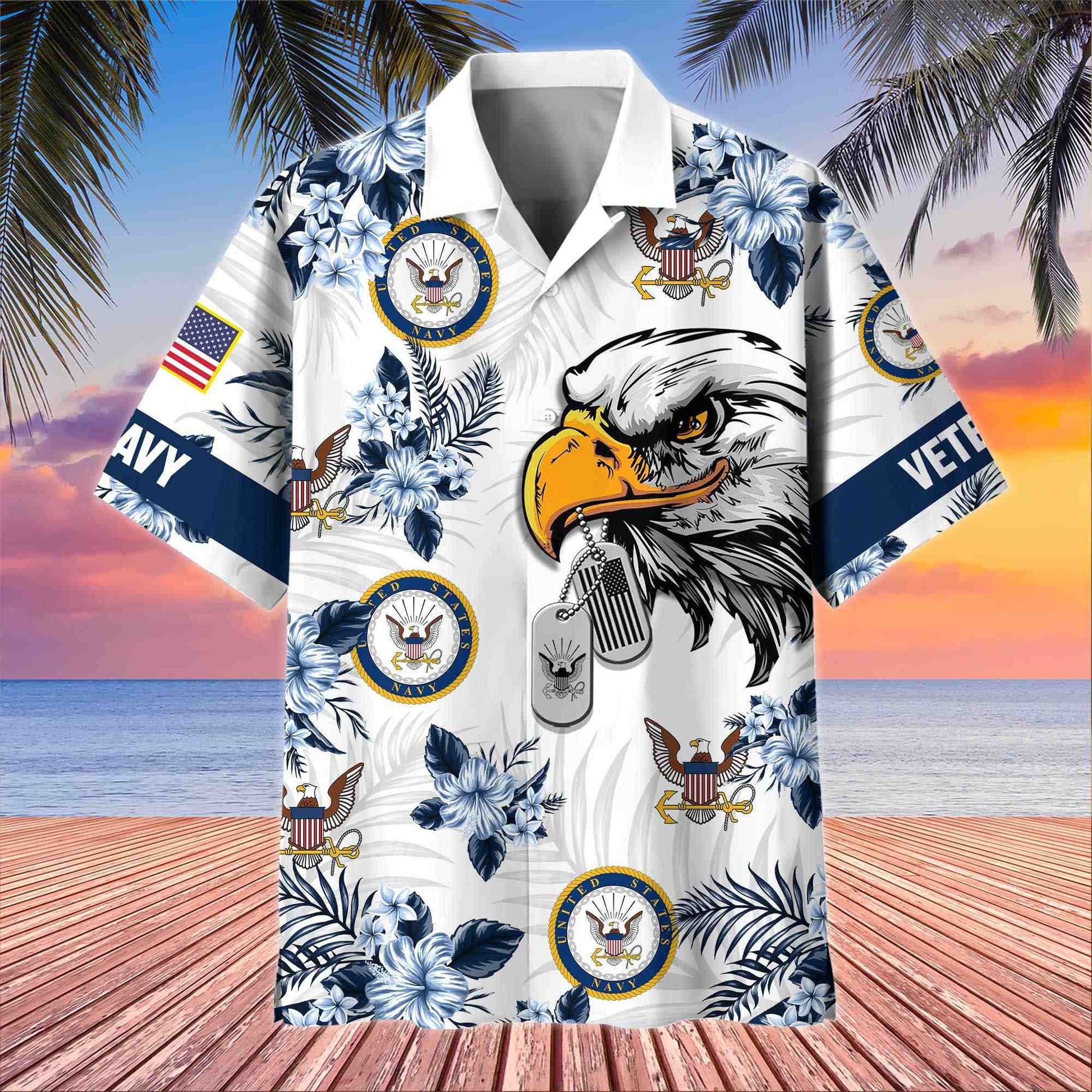 Premium US Veterans Hawaiian Shirt BPHN230411, Gifts For US Veterans, Gifts On Memorial Day, Father's Day, Armed Forces Day, Veterans Day.