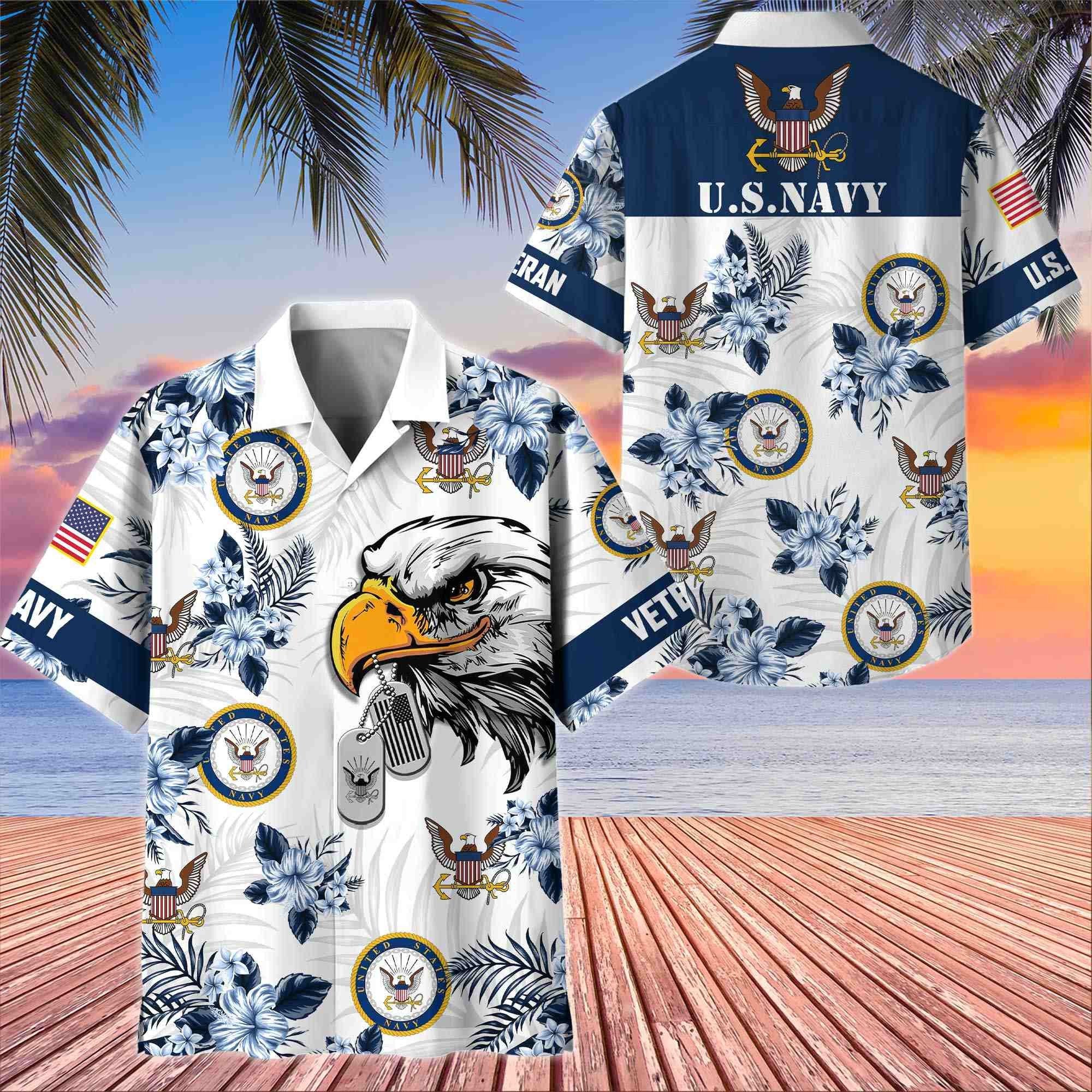 Premium US Veterans Hawaiian Shirt BPHN230411, Gifts For US Veterans, Gifts On Memorial Day, Father's Day, Armed Forces Day, Veterans Day.