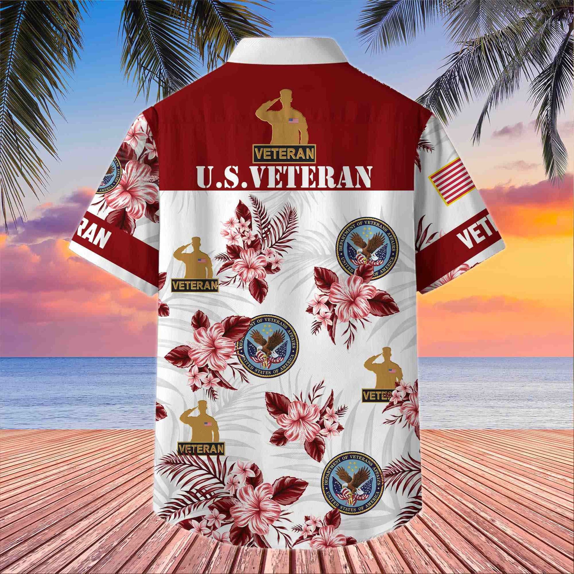 Premium US Veterans Hawaiian Shirt BPHN230411, Gifts For US Veterans, Gifts On Memorial Day, Father's Day, Armed Forces Day, Veterans Day.