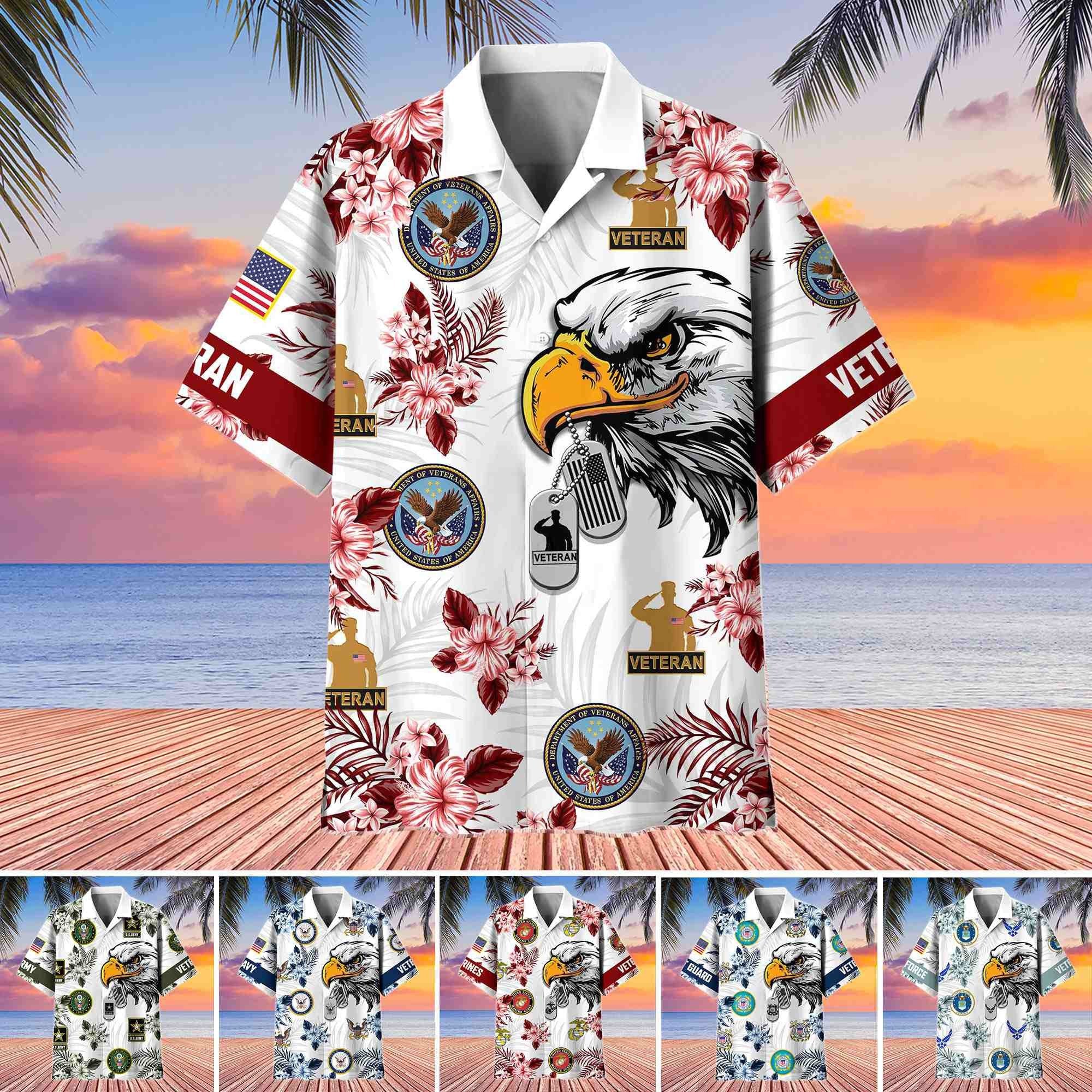 Premium US Veterans Hawaiian Shirt BPHN230411, Gifts For US Veterans, Gifts On Memorial Day, Father's Day, Armed Forces Day, Veterans Day.