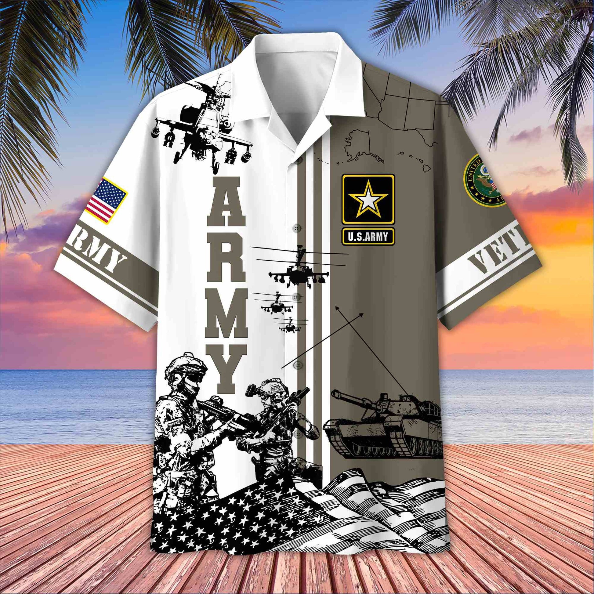 Premium US Veterans Hawaiian Shirt BPVC070501, Gifts For US Veterans, Gifts On Memorial Day, Father's Day, Armed Forces Day, Veterans Day.