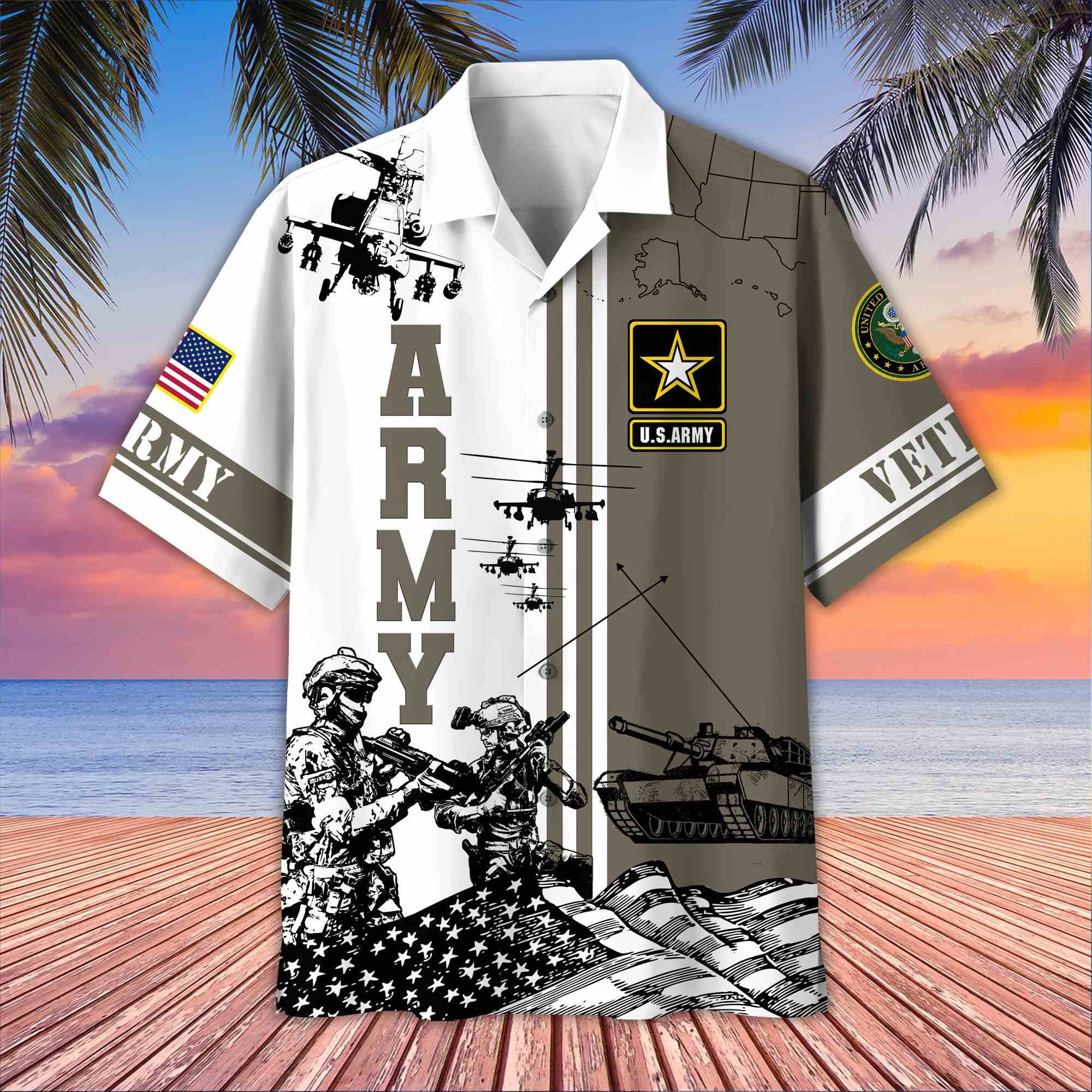 Premium US Veterans Hawaiian Shirt BPVC070501, Gifts For US Veterans, Gifts On Memorial Day, Father's Day, Armed Forces Day, Veterans Day.