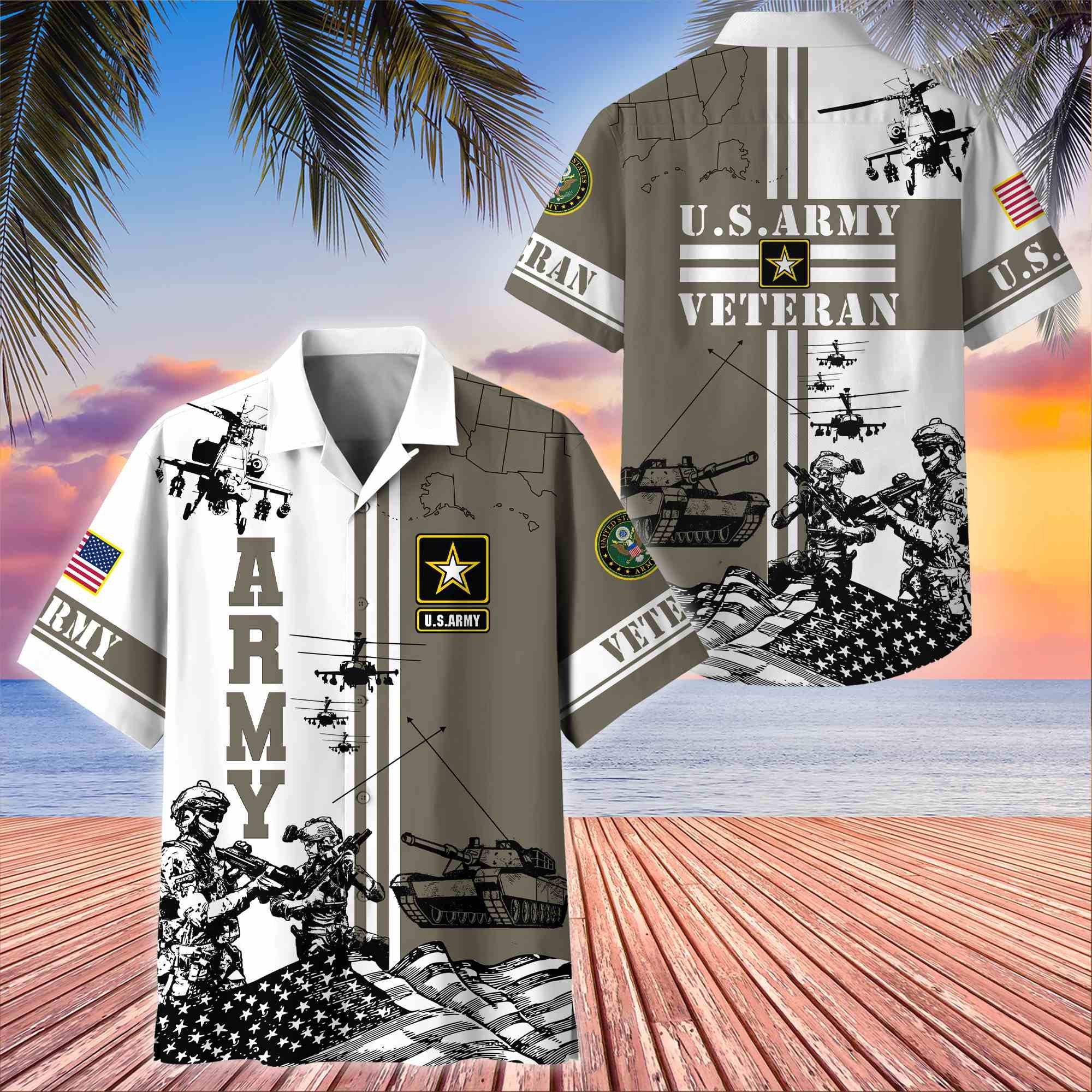 Premium US Veterans Hawaiian Shirt BPVC070501, Gifts For US Veterans, Gifts On Memorial Day, Father's Day, Armed Forces Day, Veterans Day.