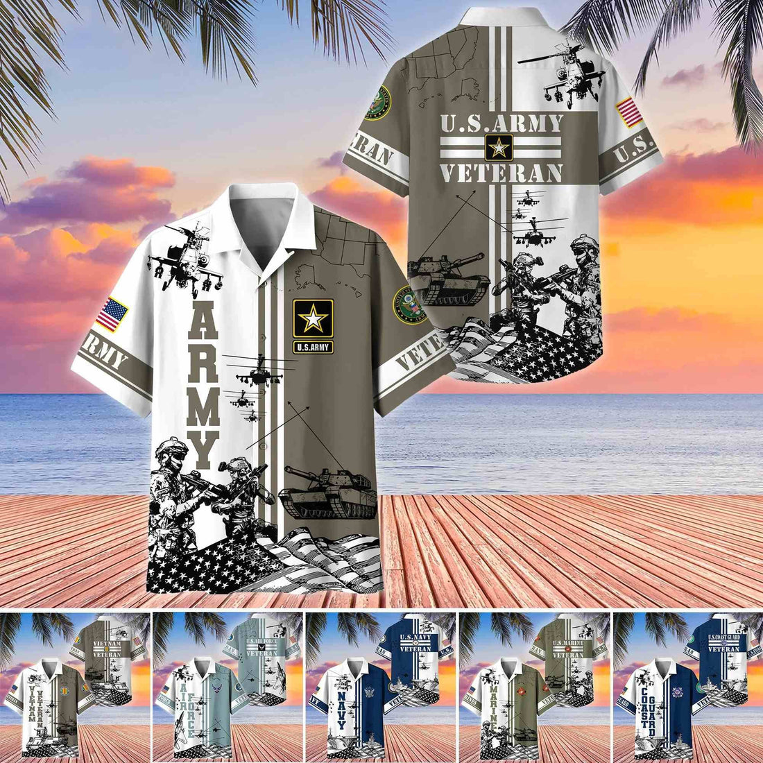 Premium US Veterans Hawaiian Shirt BPVC070501, Gifts For US Veterans, Gifts On Memorial Day, Father's Day, Armed Forces Day, Veterans Day.