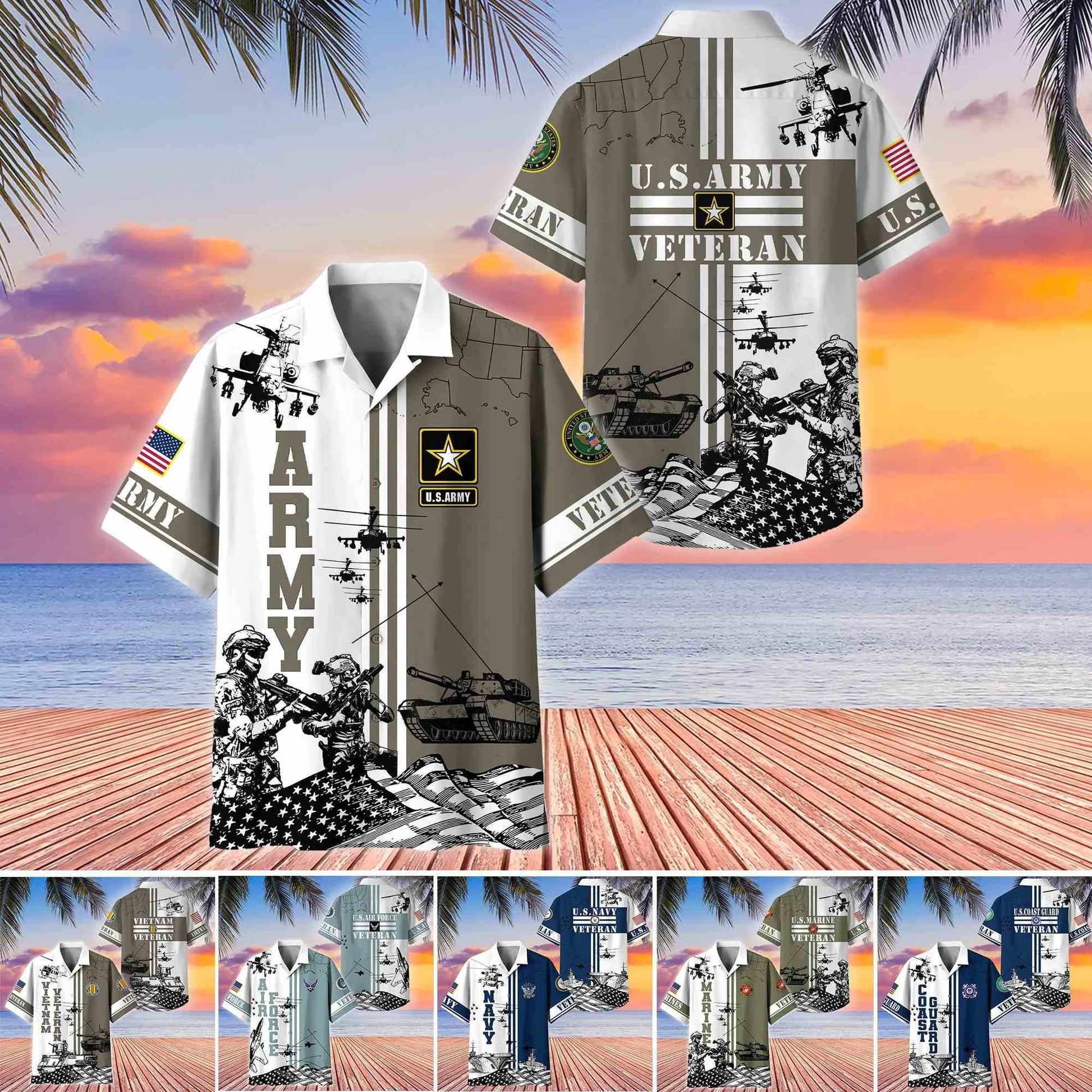 Premium US Veterans Hawaiian Shirt BPVC070501, Gifts For US Veterans, Gifts On Memorial Day, Father's Day, Armed Forces Day, Veterans Day.