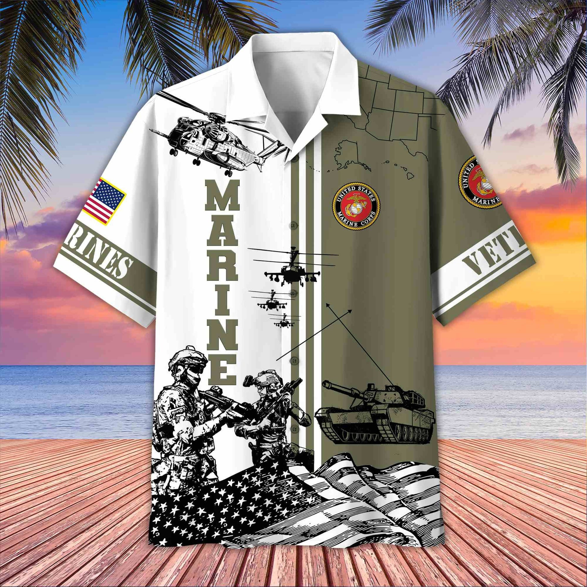 Premium US Veterans Hawaiian Shirt BPVC070501, Gifts For US Veterans, Gifts On Memorial Day, Father's Day, Armed Forces Day, Veterans Day.