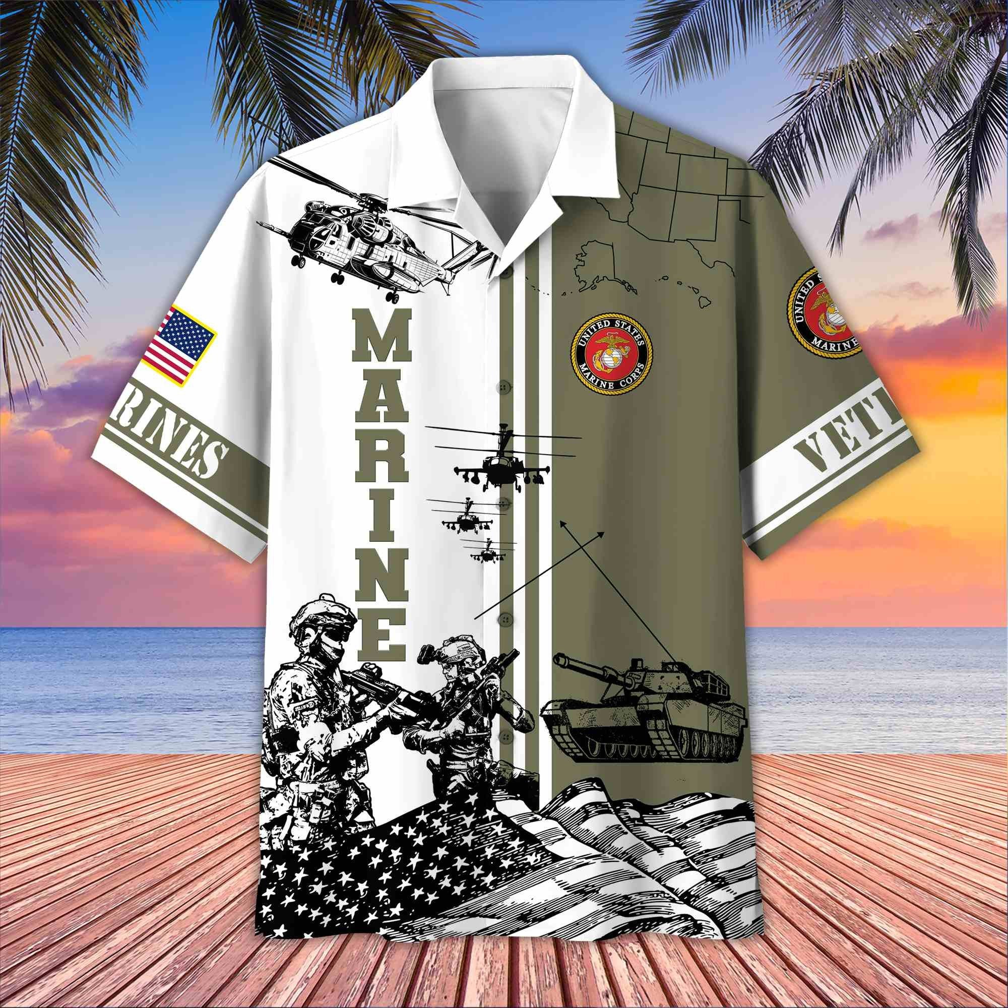 Premium US Veterans Hawaiian Shirt BPVC070501, Gifts For US Veterans, Gifts On Memorial Day, Father's Day, Armed Forces Day, Veterans Day.
