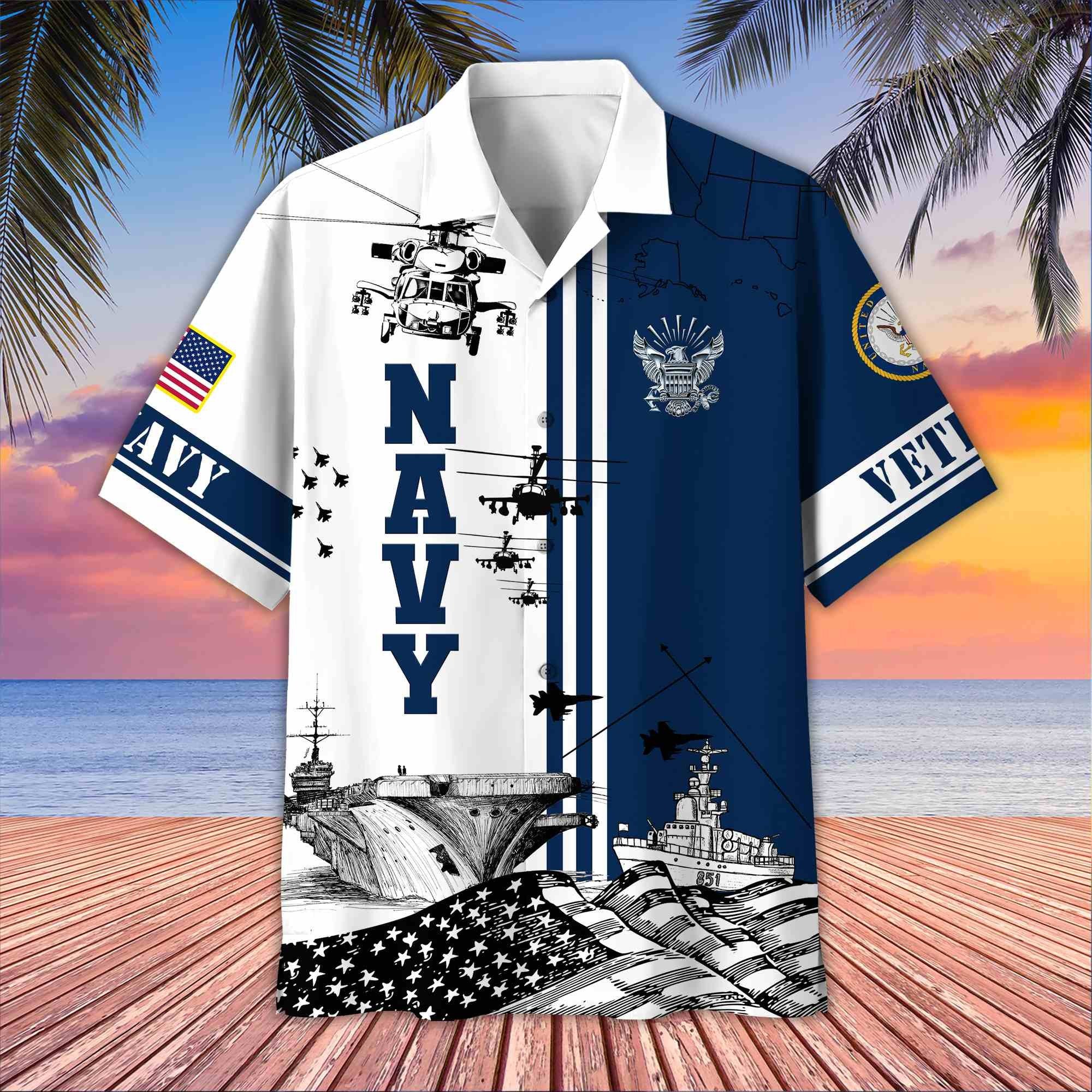Premium US Veterans Hawaiian Shirt BPVC070501, Gifts For US Veterans, Gifts On Memorial Day, Father's Day, Armed Forces Day, Veterans Day.
