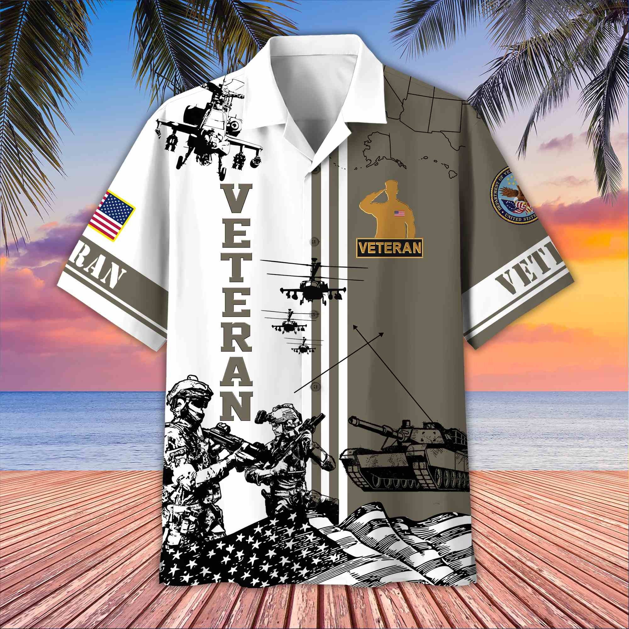 Premium US Veterans Hawaiian Shirt BPVC070501, Gifts For US Veterans, Gifts On Memorial Day, Father's Day, Armed Forces Day, Veterans Day.