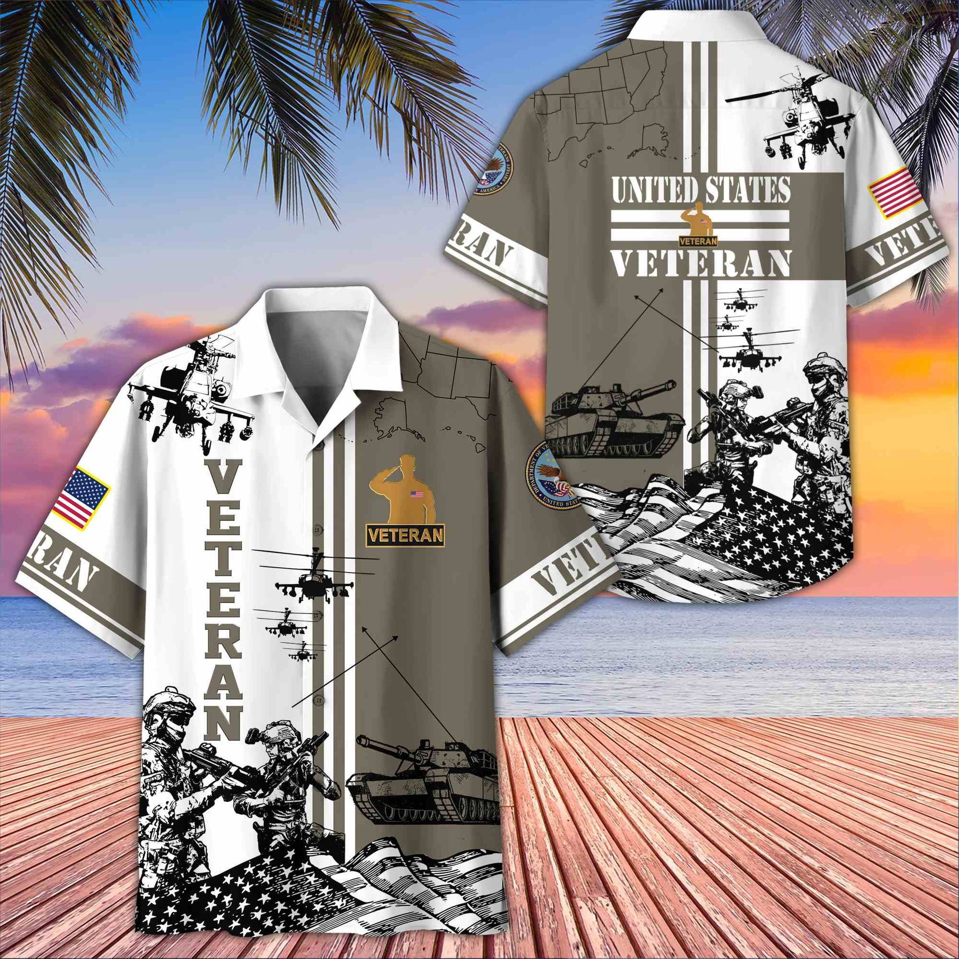 Premium US Veterans Hawaiian Shirt BPVC070501, Gifts For US Veterans, Gifts On Memorial Day, Father's Day, Armed Forces Day, Veterans Day.