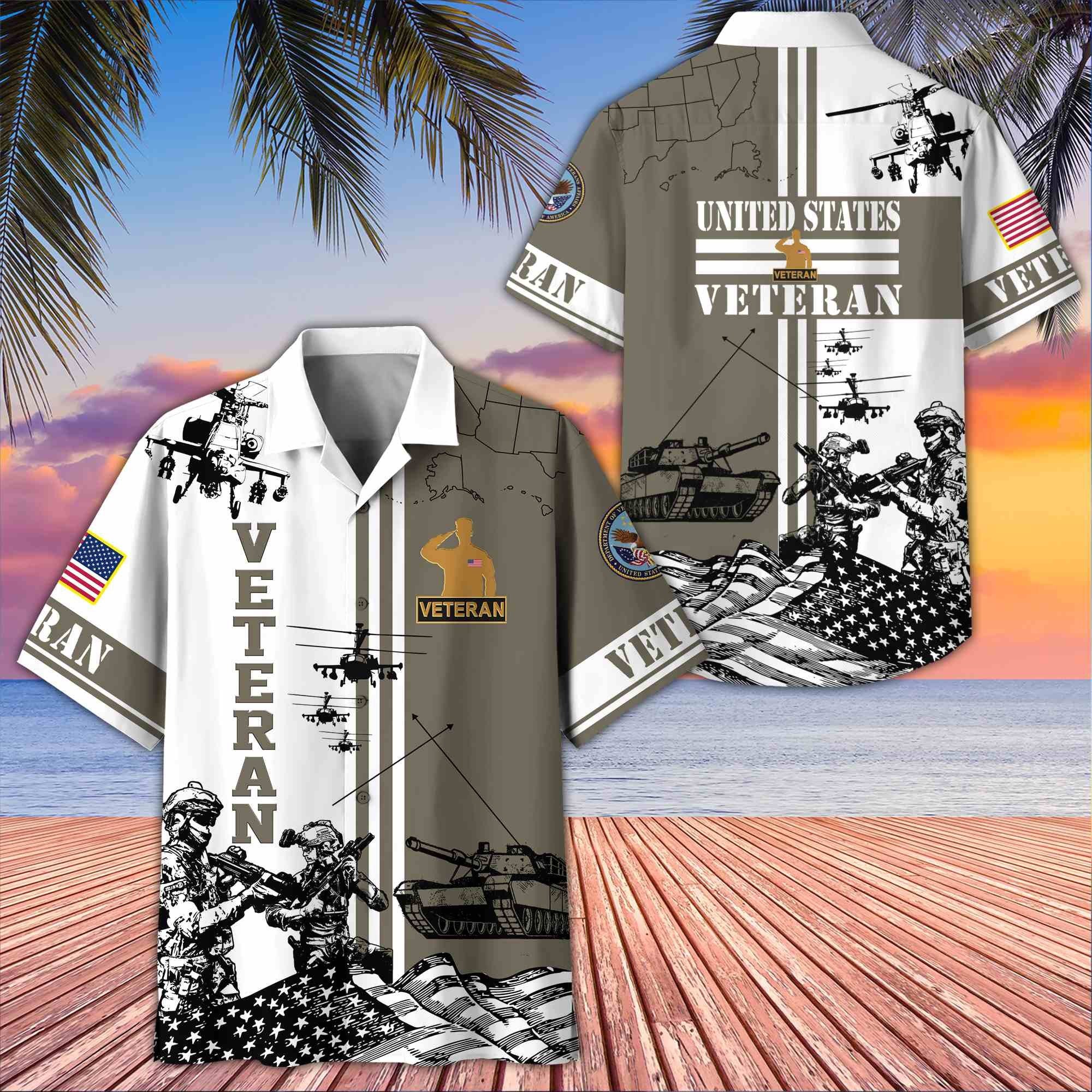Premium US Veterans Hawaiian Shirt BPVC070501, Gifts For US Veterans, Gifts On Memorial Day, Father's Day, Armed Forces Day, Veterans Day.