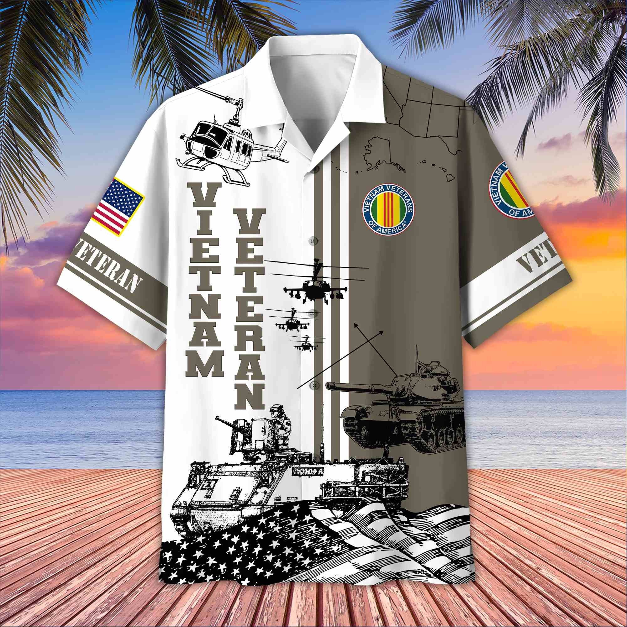 Premium US Veterans Hawaiian Shirt BPVC070501, Gifts For US Veterans, Gifts On Memorial Day, Father's Day, Armed Forces Day, Veterans Day.