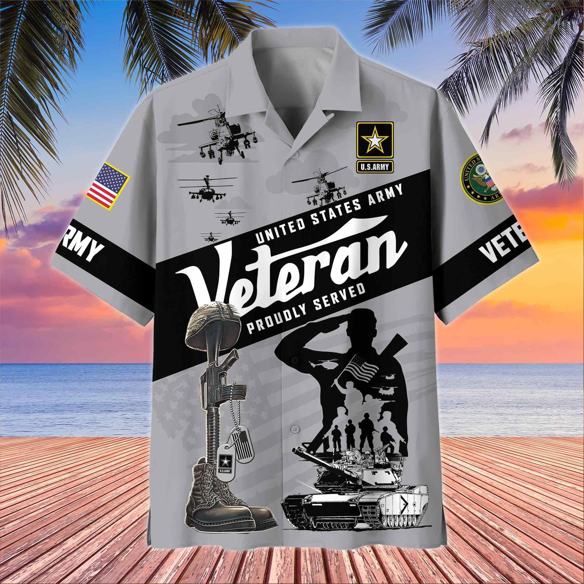 Premium US Veterans Hawaiian Shirt BPHN250412, Gifts For US Veterans, Gifts On Memorial Day, Father's Day, Armed Forces Day, Veterans Day.