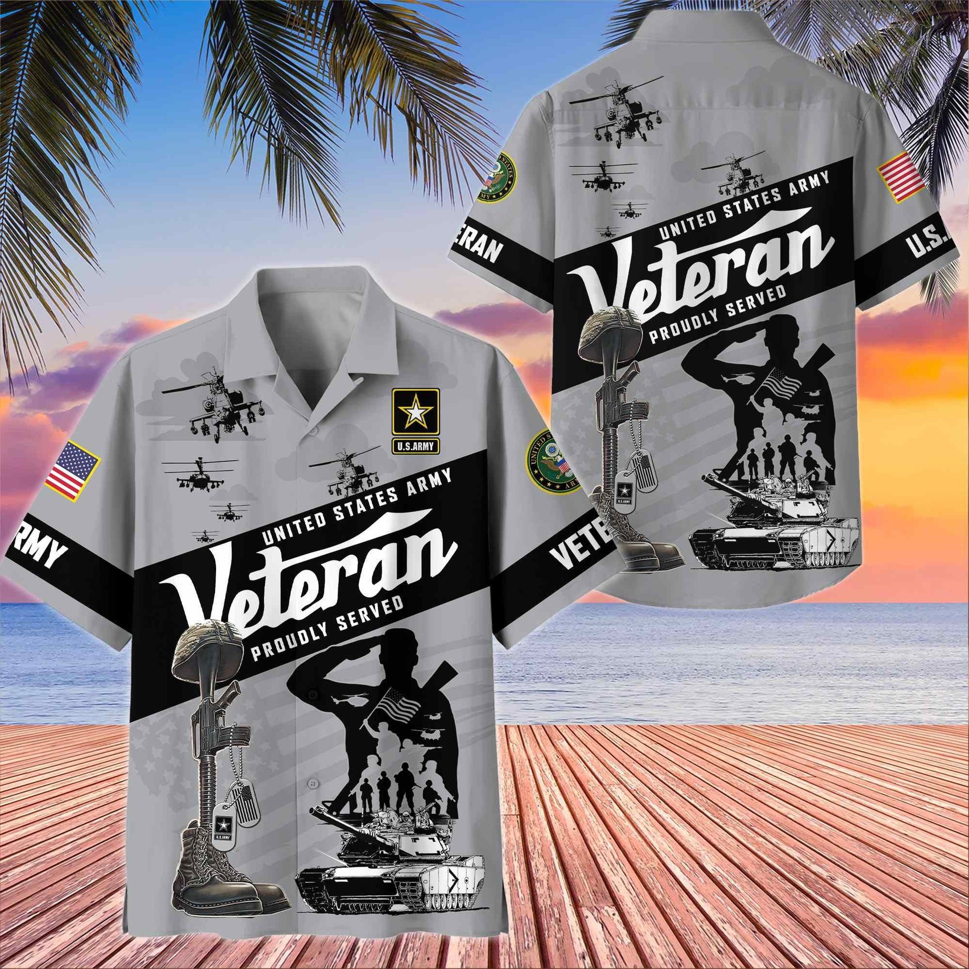 Premium US Veterans Hawaiian Shirt BPHN250412, Gifts For US Veterans, Gifts On Memorial Day, Father's Day, Armed Forces Day, Veterans Day.