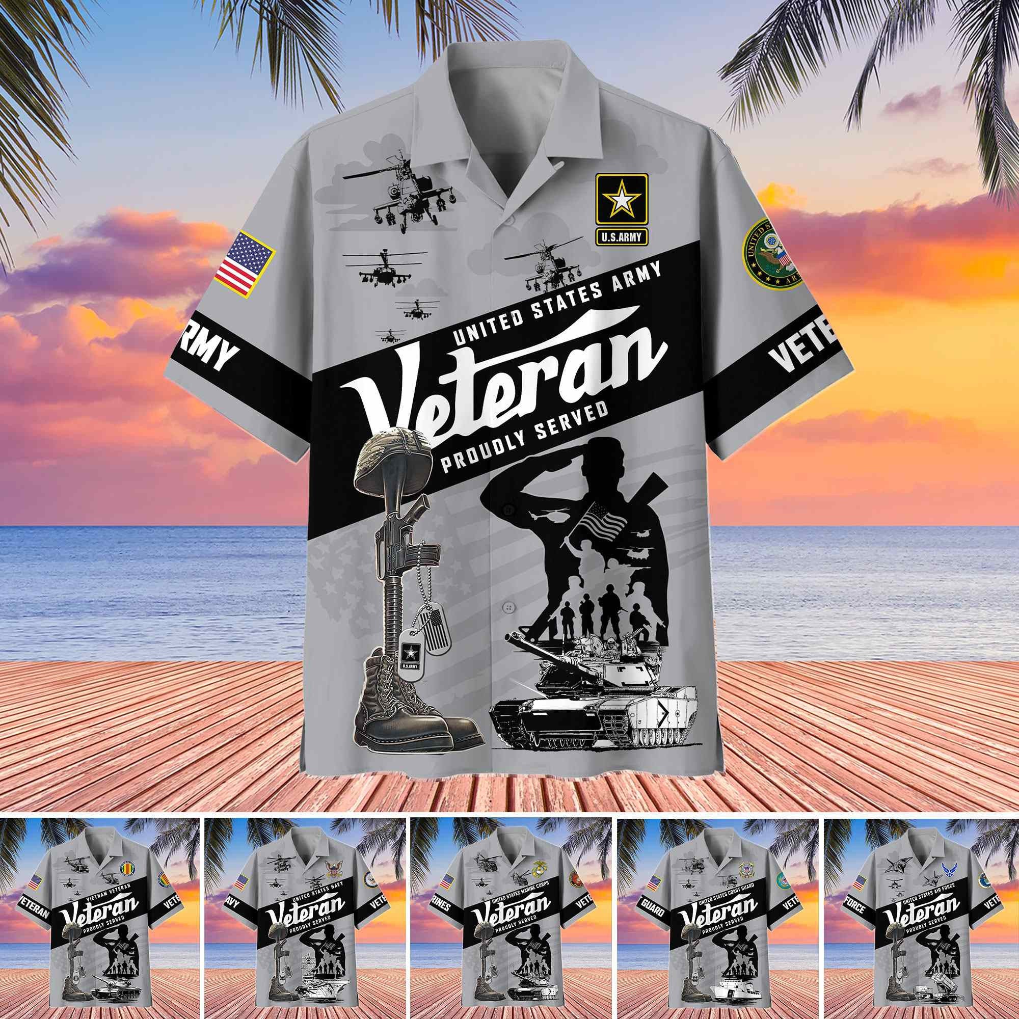 Premium US Veterans Hawaiian Shirt BPHN250412, Gifts For US Veterans, Gifts On Memorial Day, Father's Day, Armed Forces Day, Veterans Day.