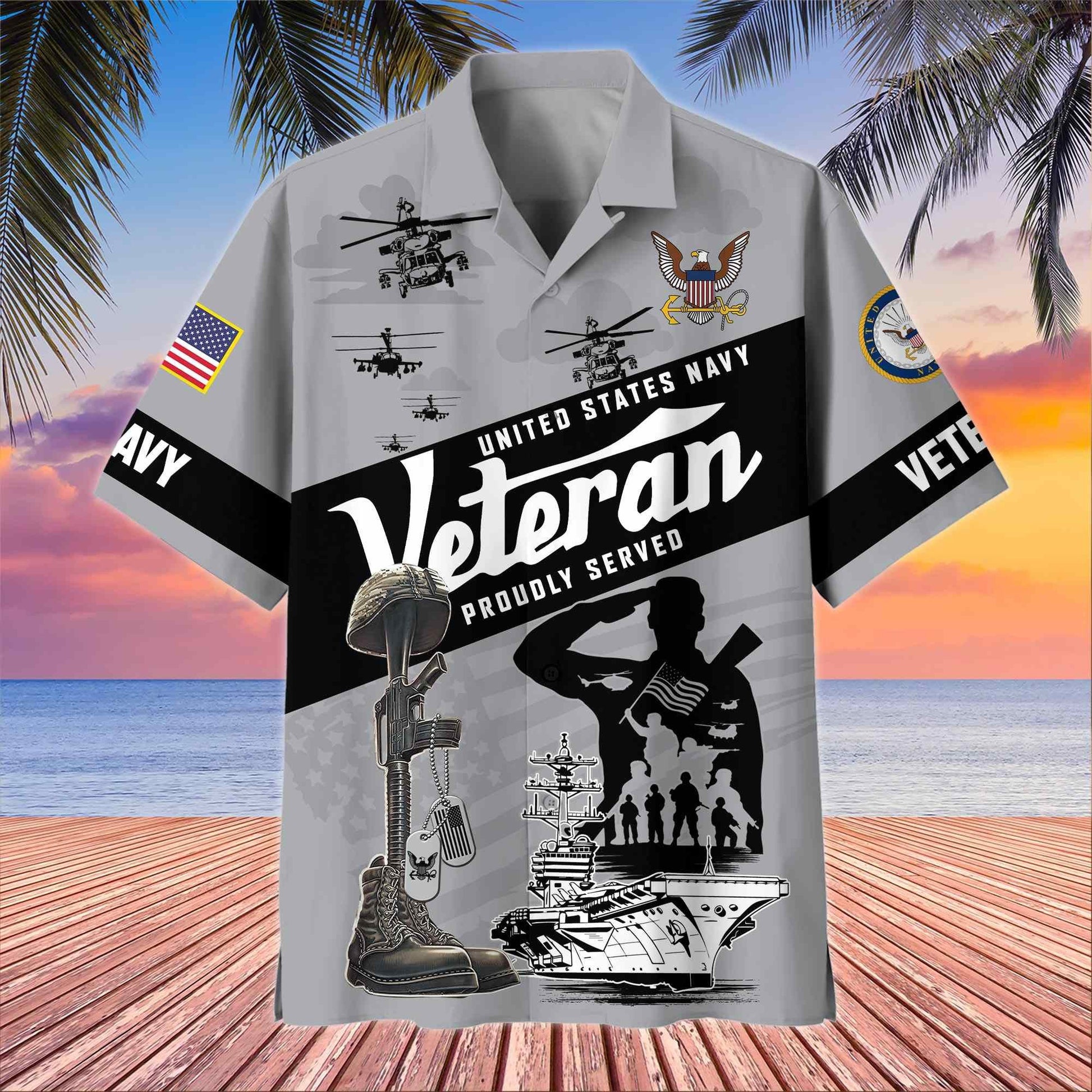 Premium US Veterans Hawaiian Shirt BPHN250412, Gifts For US Veterans, Gifts On Memorial Day, Father's Day, Armed Forces Day, Veterans Day.