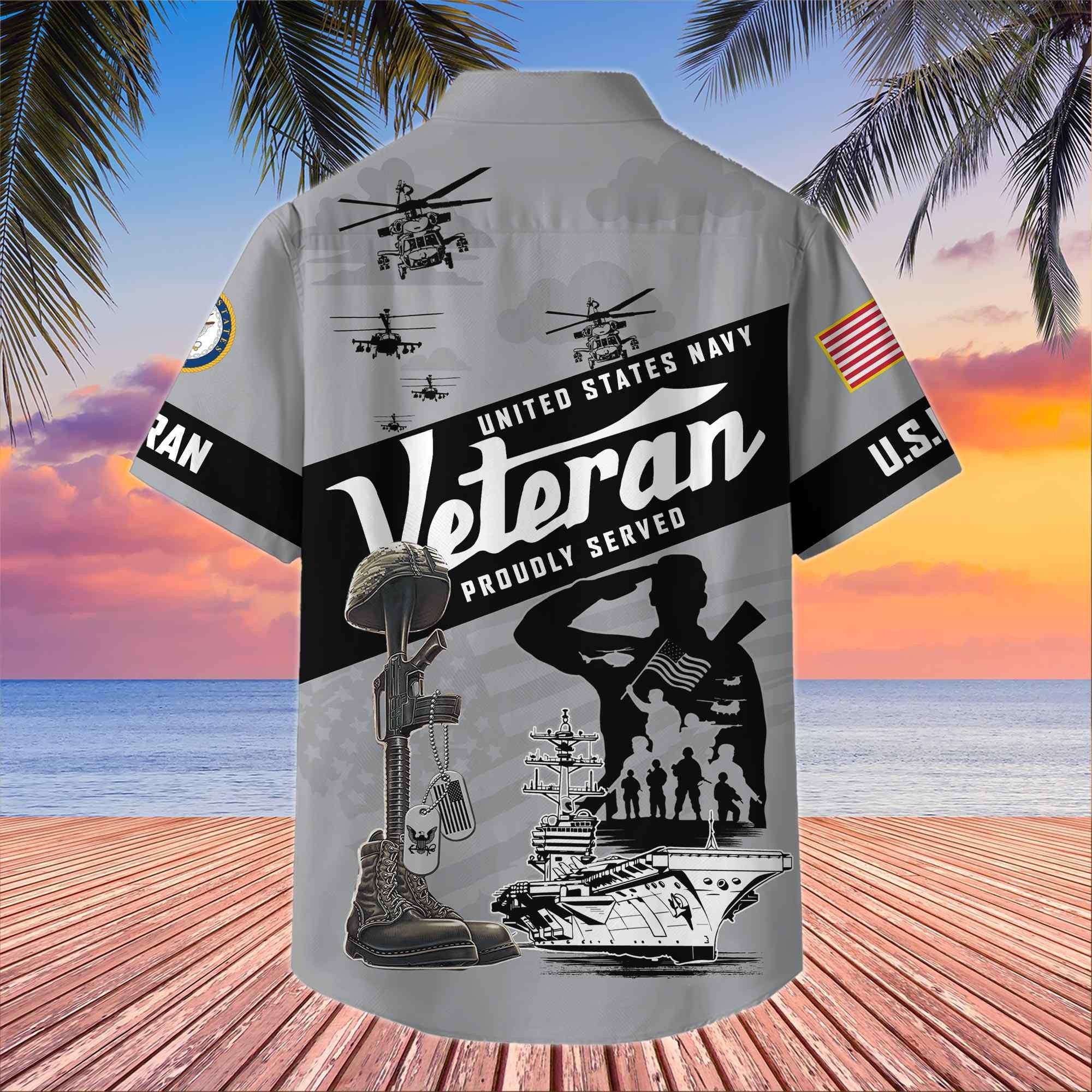 Premium US Veterans Hawaiian Shirt BPHN250412, Gifts For US Veterans, Gifts On Memorial Day, Father's Day, Armed Forces Day, Veterans Day.
