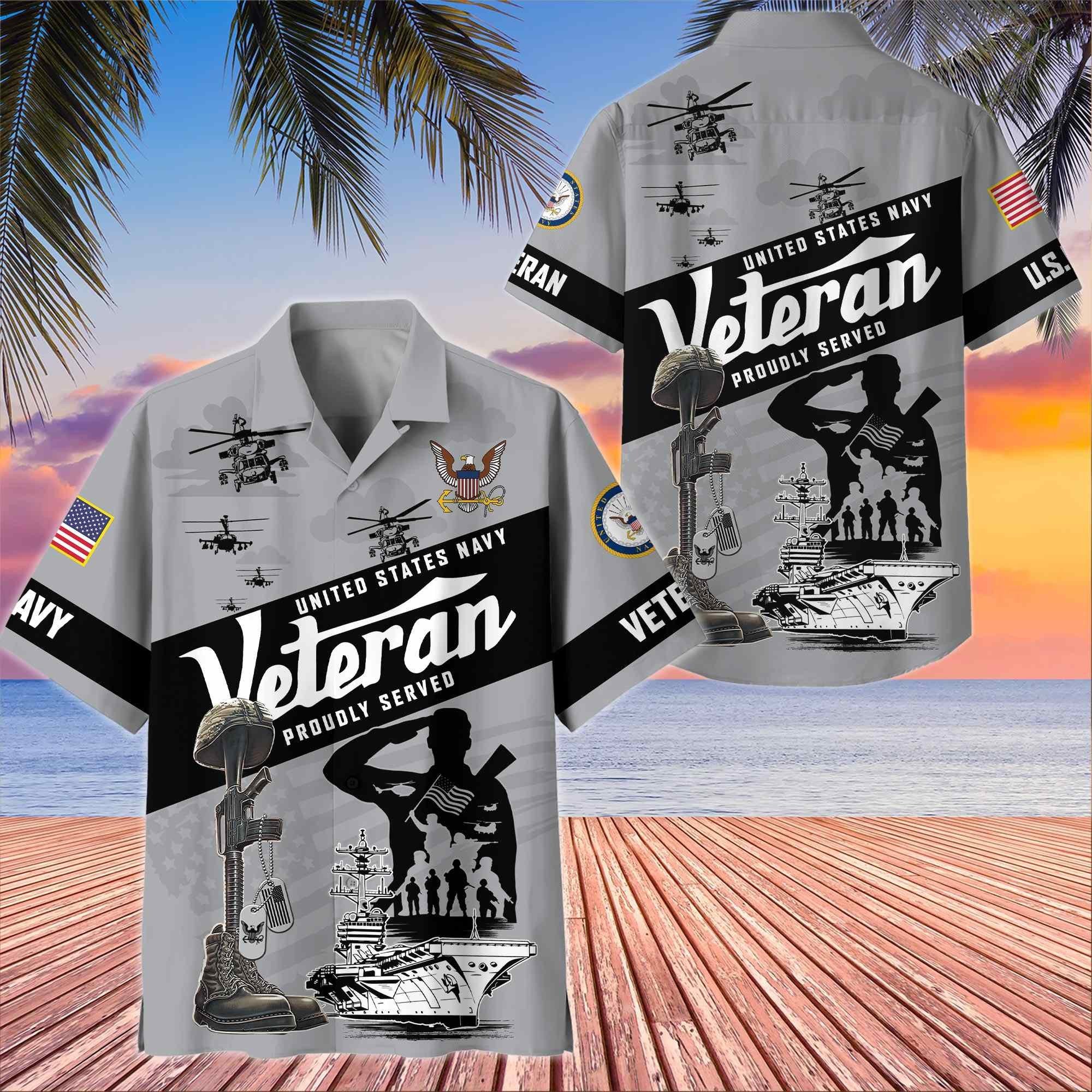 Premium US Veterans Hawaiian Shirt BPHN250412, Gifts For US Veterans, Gifts On Memorial Day, Father's Day, Armed Forces Day, Veterans Day.