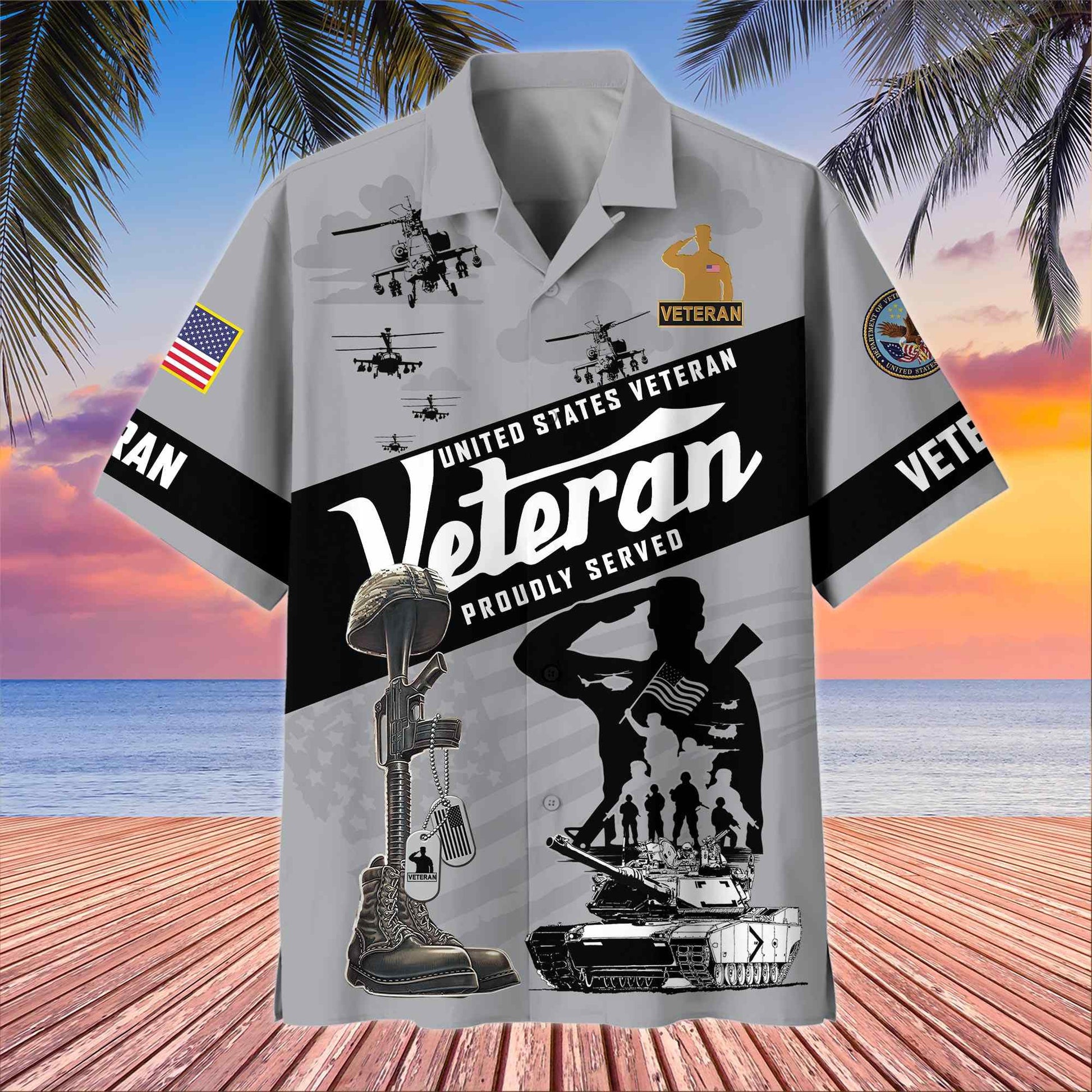 Premium US Veterans Hawaiian Shirt BPHN250412, Gifts For US Veterans, Gifts On Memorial Day, Father's Day, Armed Forces Day, Veterans Day.