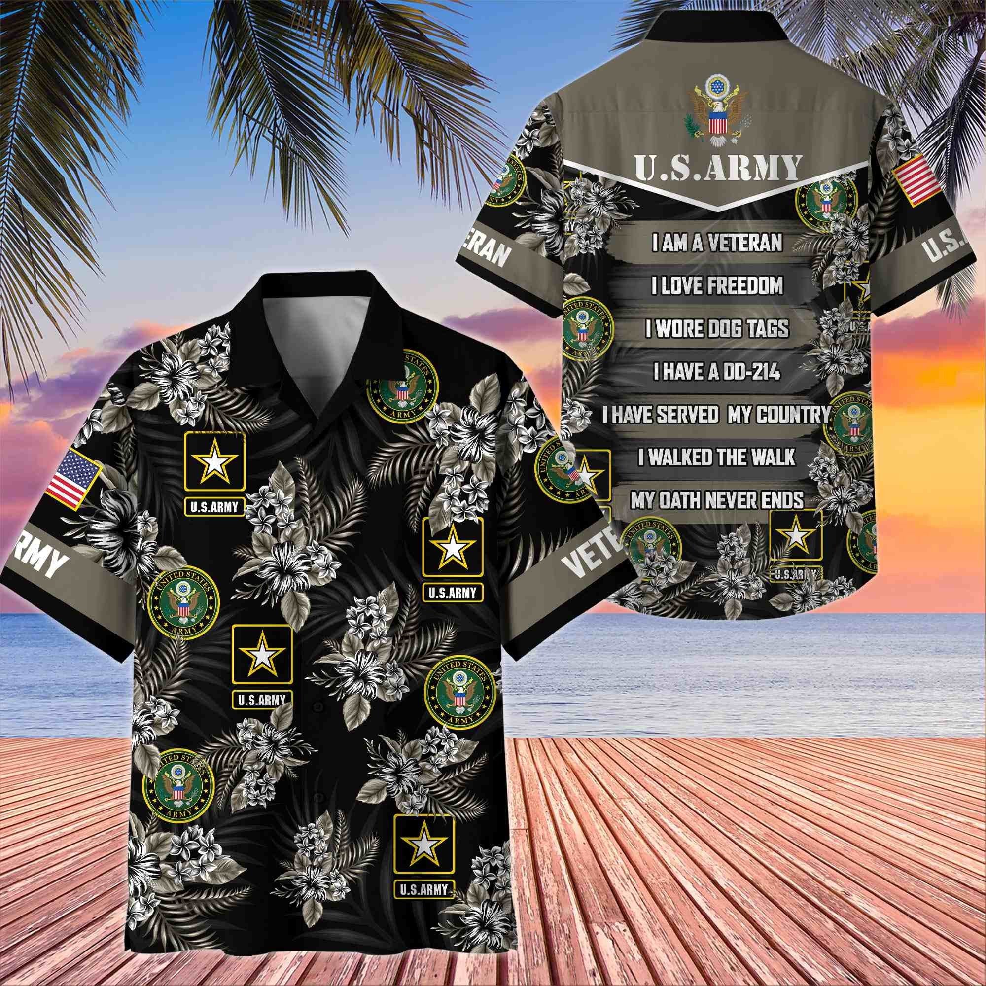 Premium US Veterans Hawaiian Shirt BPHN250411, Gifts For US Veterans, Gifts On Memorial Day, Father's Day, Armed Forces Day, Veterans Day.