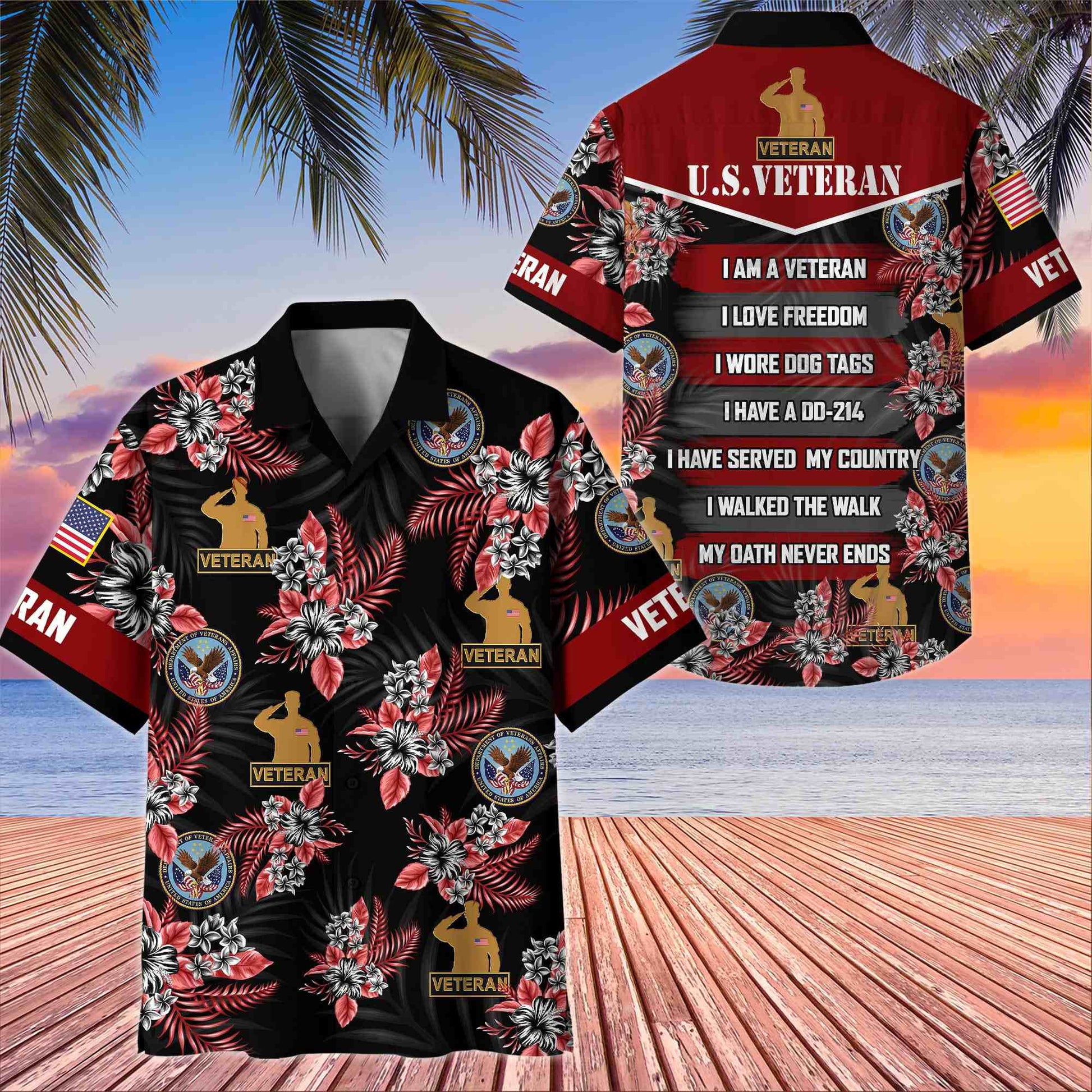 Premium US Veterans Hawaiian Shirt BPHN250411, Gifts For US Veterans, Gifts On Memorial Day, Father's Day, Armed Forces Day, Veterans Day.