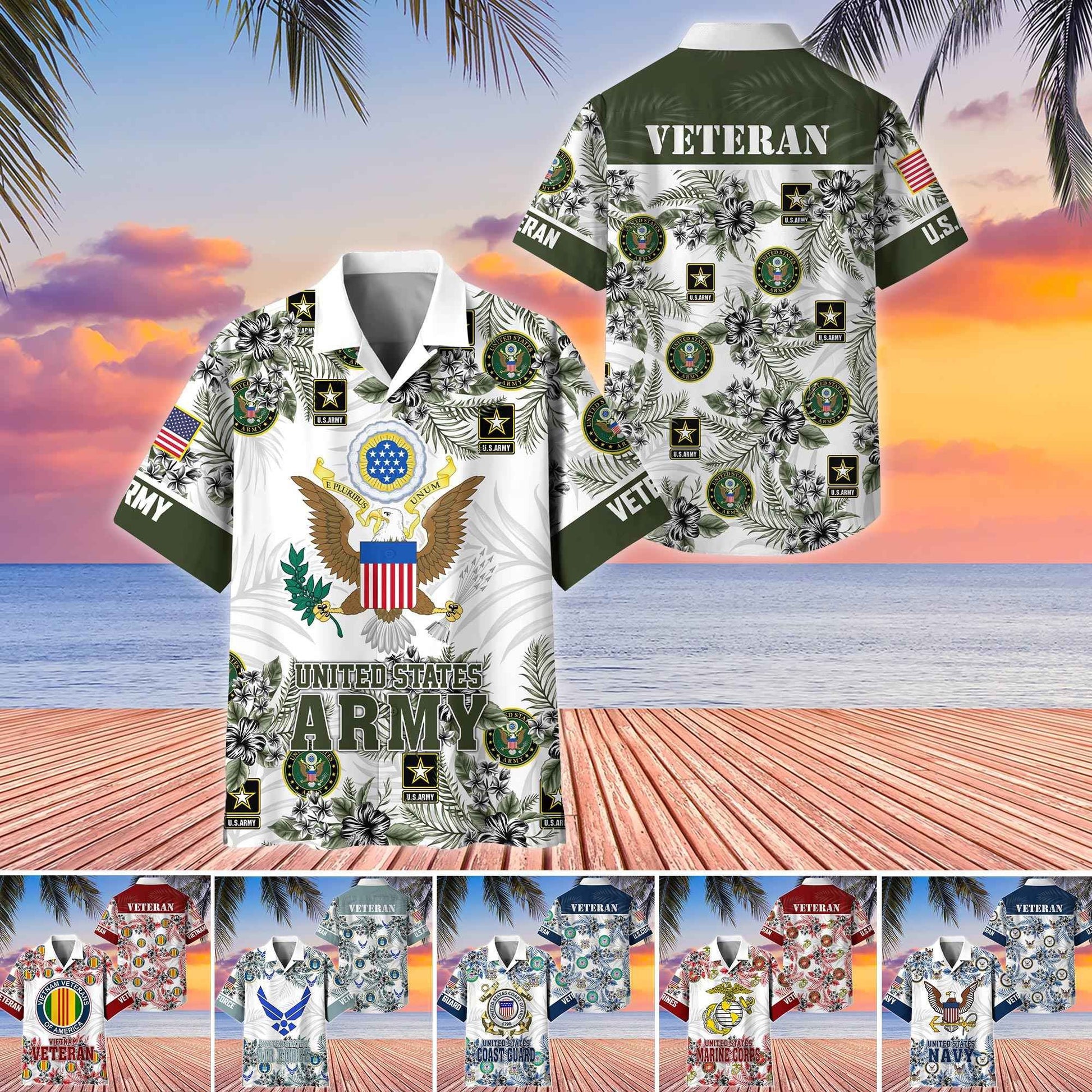 Premium US Veterans Hawaiian Shirt BPHN080511, Gifts For US Veterans, Gifts On Memorial Day, Father's Day, Armed Forces Day, Veterans Day.