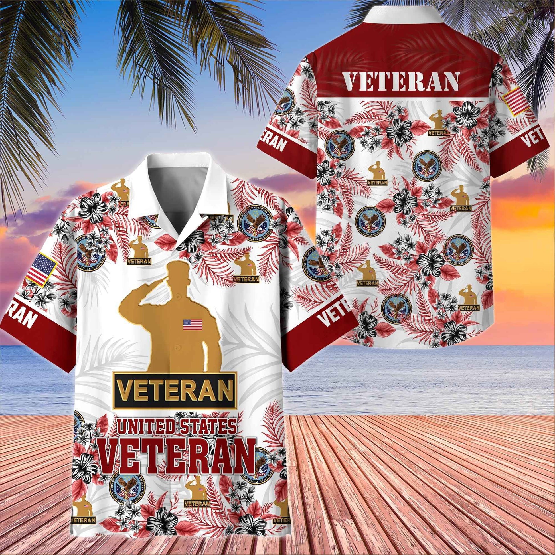 Premium US Veterans Hawaiian Shirt BPHN080511, Gifts For US Veterans, Gifts On Memorial Day, Father's Day, Armed Forces Day, Veterans Day.
