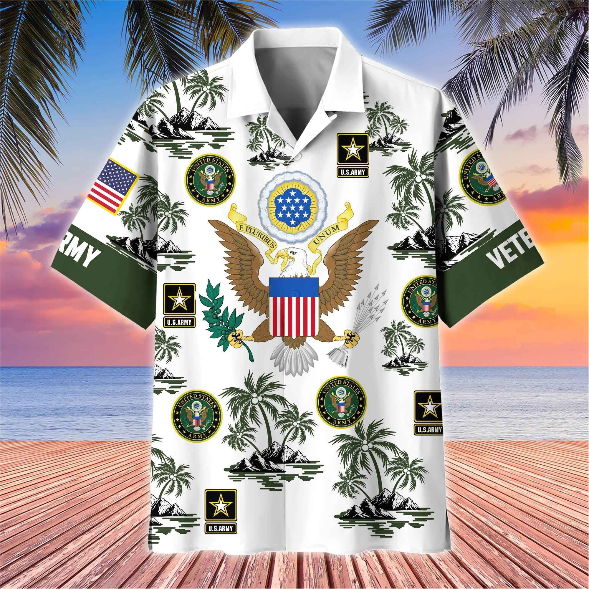 Premium US Veterans Hawaiian Shirt BPHN250414, Gifts For US Veterans, Gifts On Father's Day, Armed Forces Day, Veterans Day.