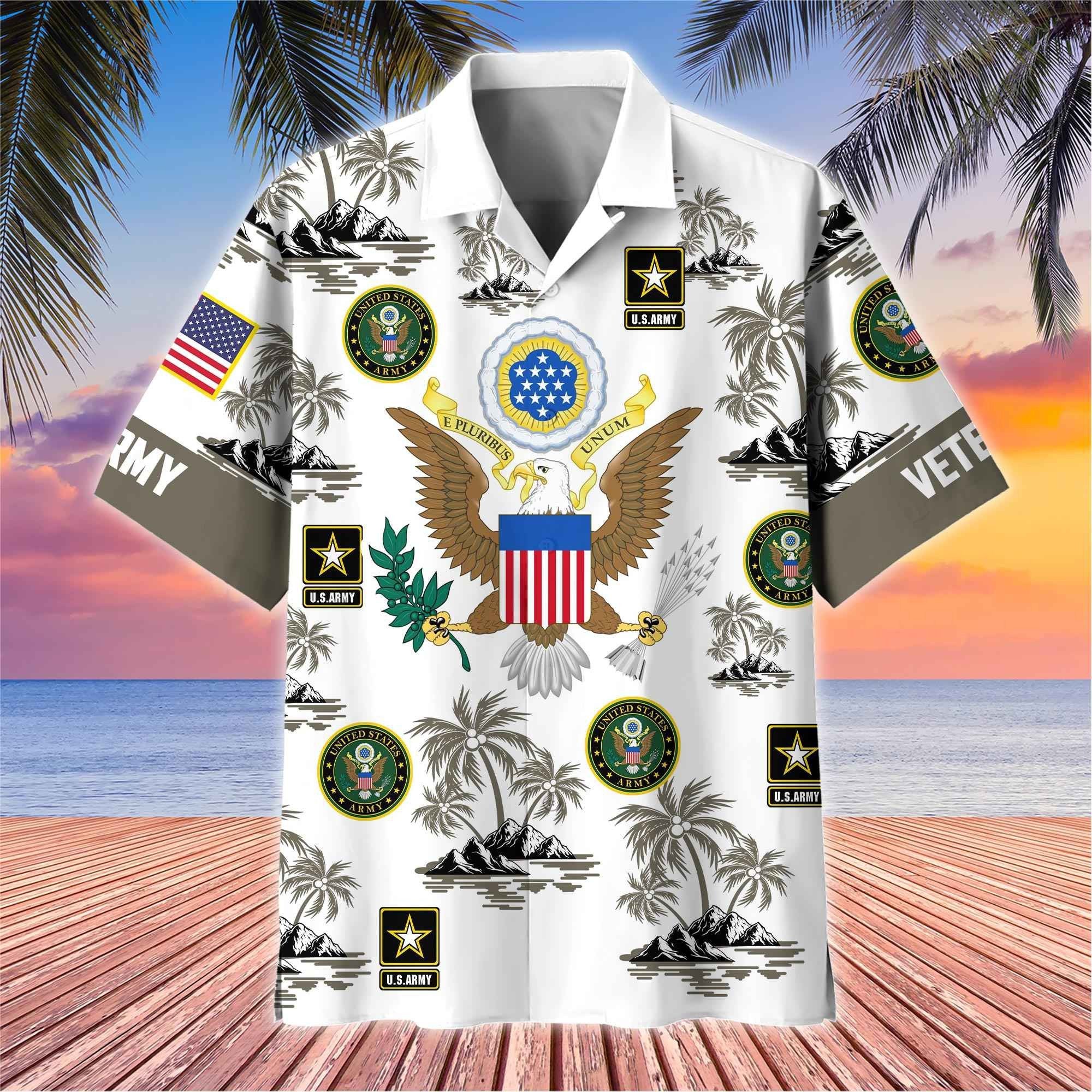 Premium US Veterans Hawaiian Shirt BPHN250414, Gifts For US Veterans, Gifts On Father's Day, Armed Forces Day, Veterans Day.