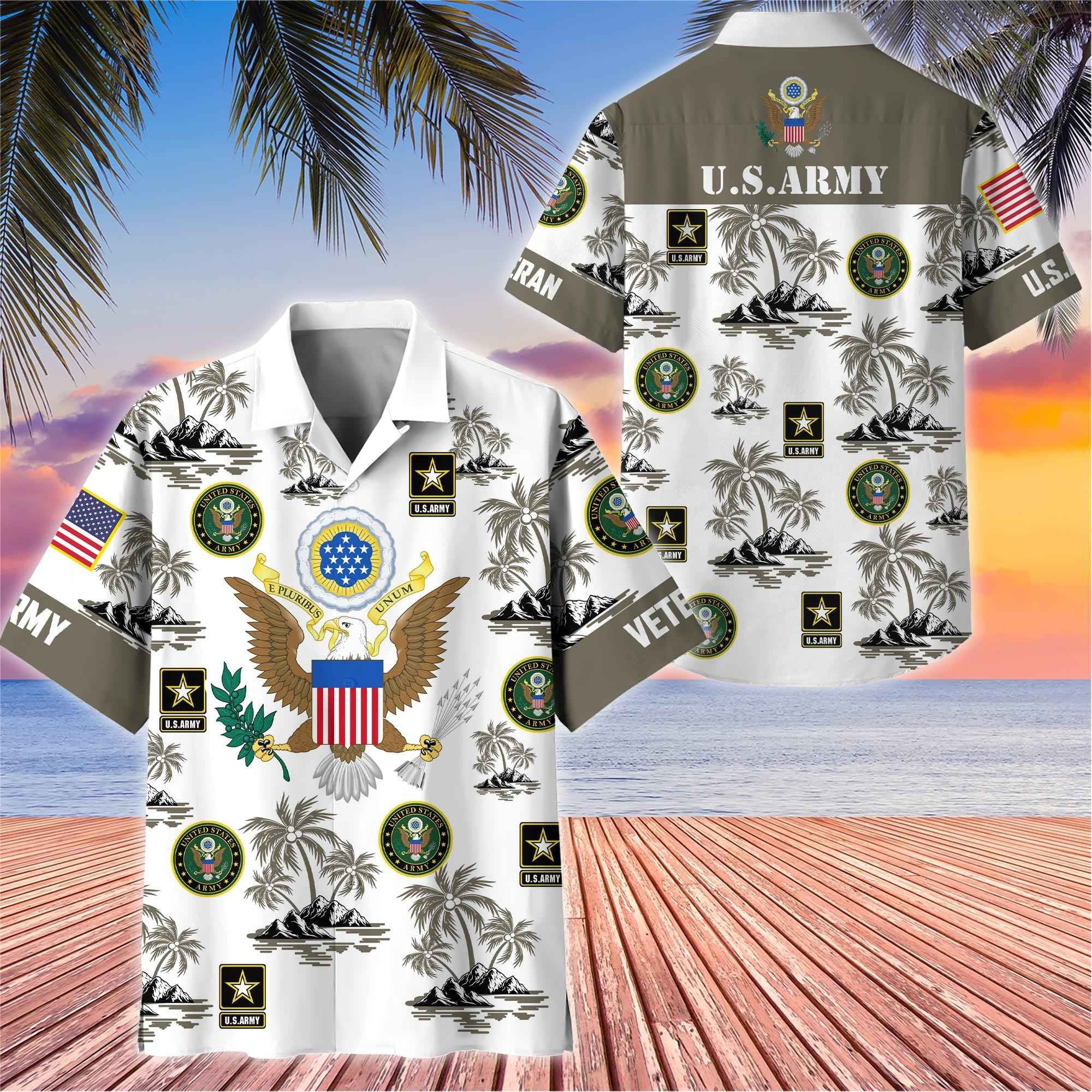 Premium US Veterans Hawaiian Shirt BPHN250414, Gifts For US Veterans, Gifts On Father's Day, Armed Forces Day, Veterans Day.