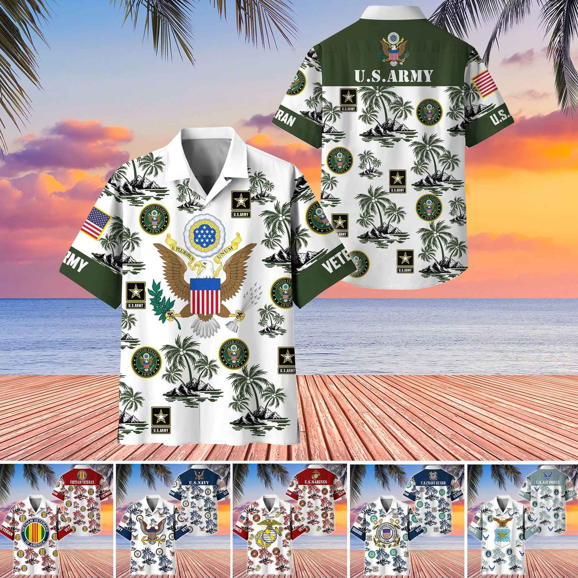Premium US Veterans Hawaiian Shirt BPHN250414, Gifts For US Veterans, Gifts On Father's Day, Armed Forces Day, Veterans Day.