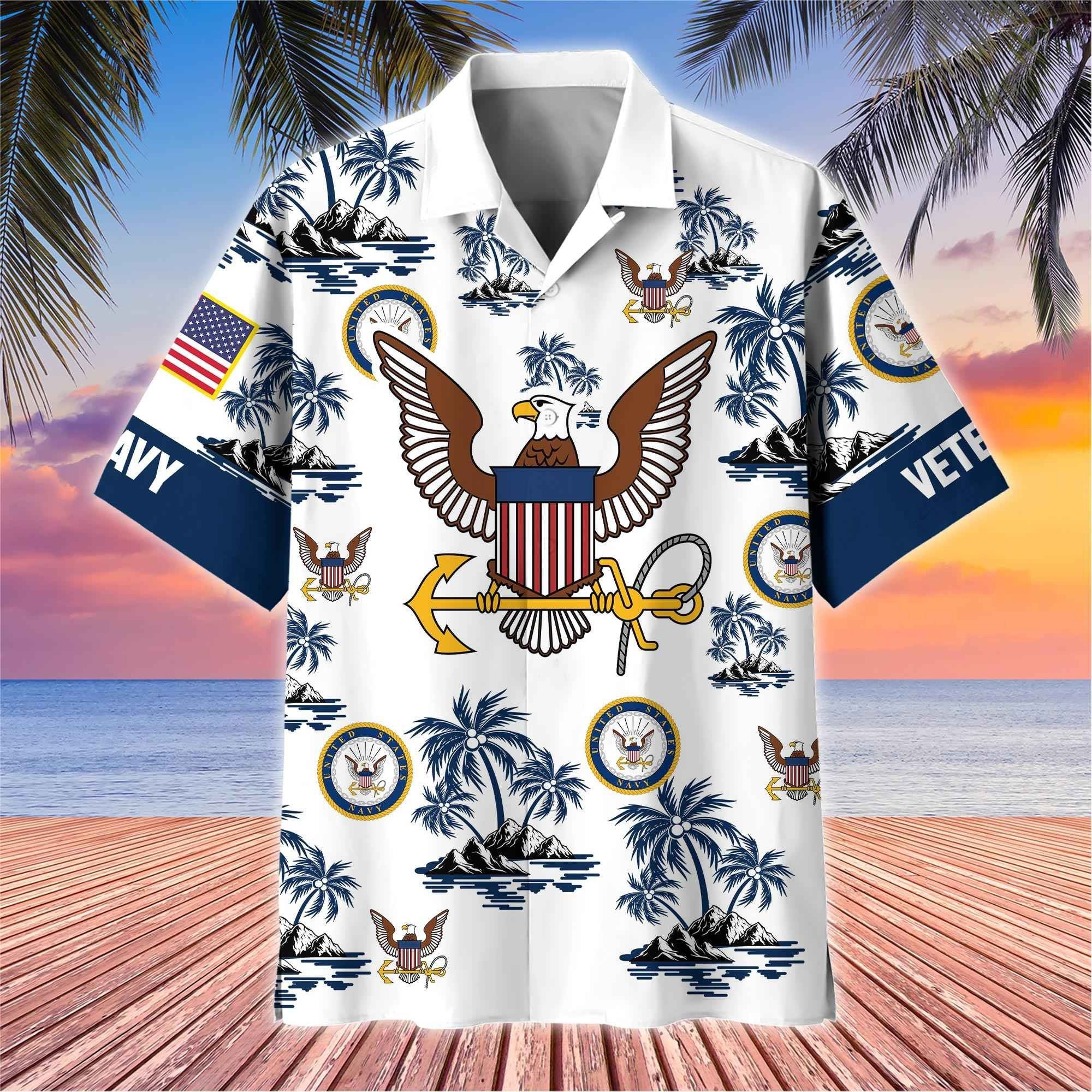 Premium US Veterans Hawaiian Shirt BPHN250414, Gifts For US Veterans, Gifts On Father's Day, Armed Forces Day, Veterans Day.