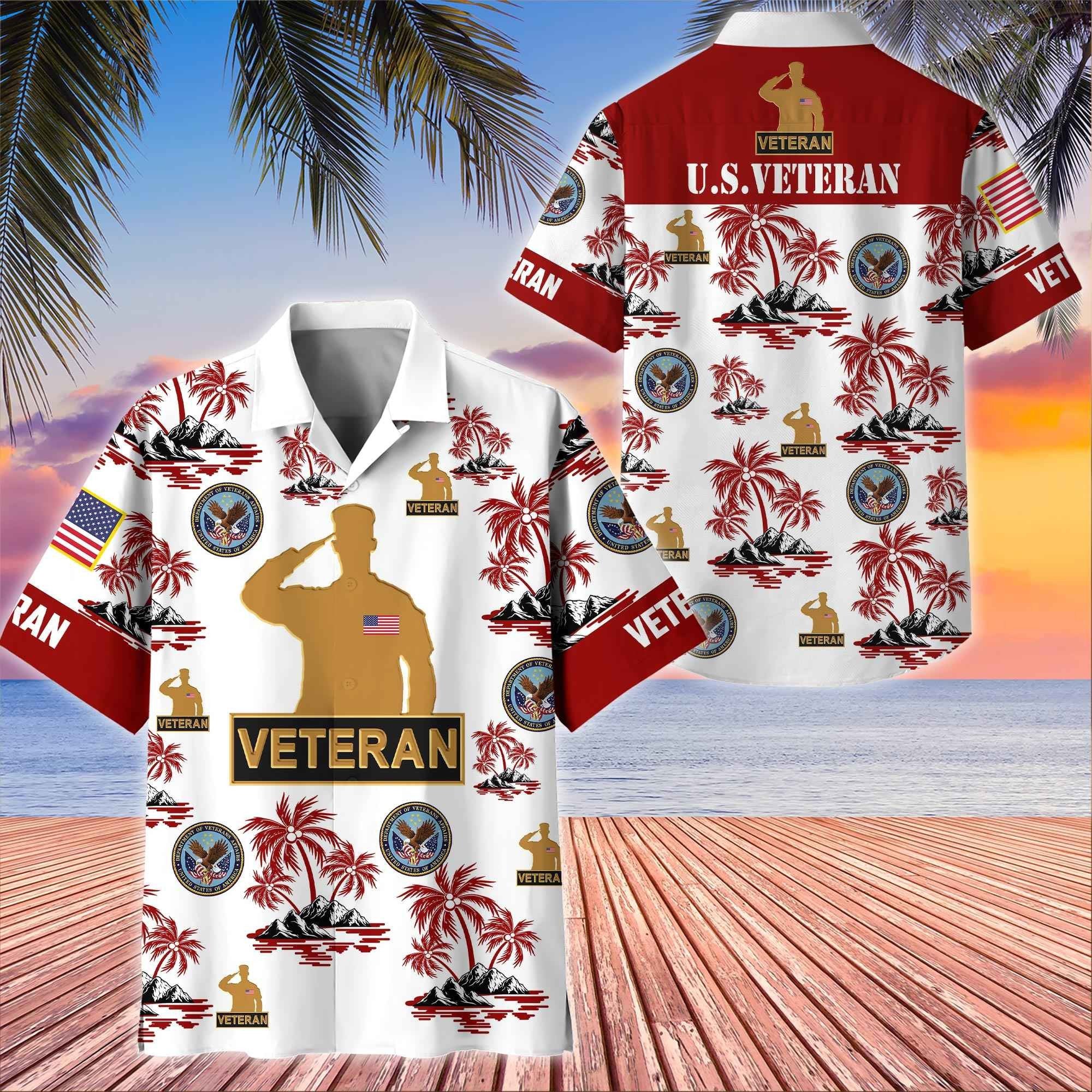 Premium US Veterans Hawaiian Shirt BPHN250414, Gifts For US Veterans, Gifts On Father's Day, Armed Forces Day, Veterans Day.