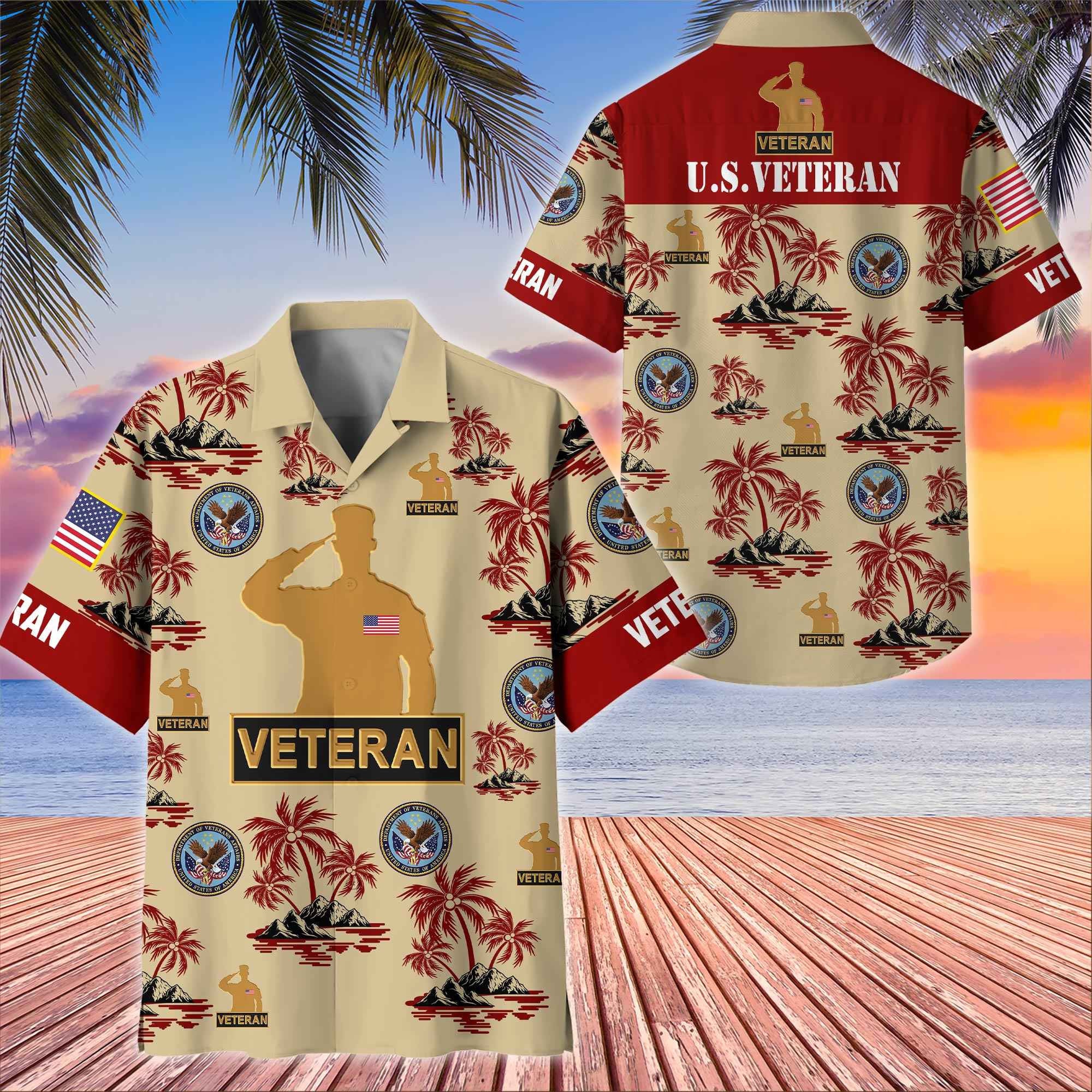Premium US Veterans Hawaiian Shirt BPHN250413, Gifts For US Veterans, Gifts On Father's Day, Armed Forces Day, Veterans Day.